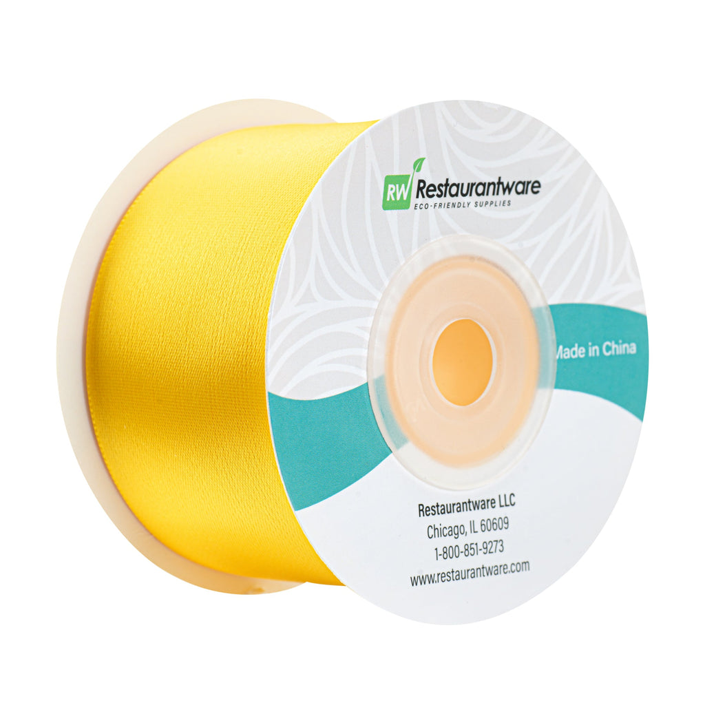 Gift Tek Yellow Polyester Satin Ribbon - Single Face - 1 1/2" x 10 yds - 10 count box