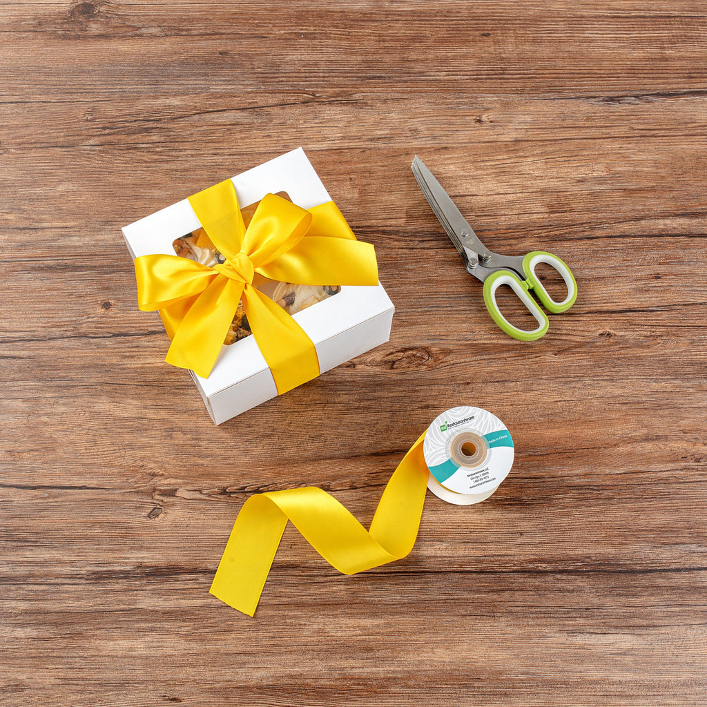 Gift Tek Yellow Polyester Satin Ribbon - Single Face - 1 1/2" x 10 yds - 10 count box