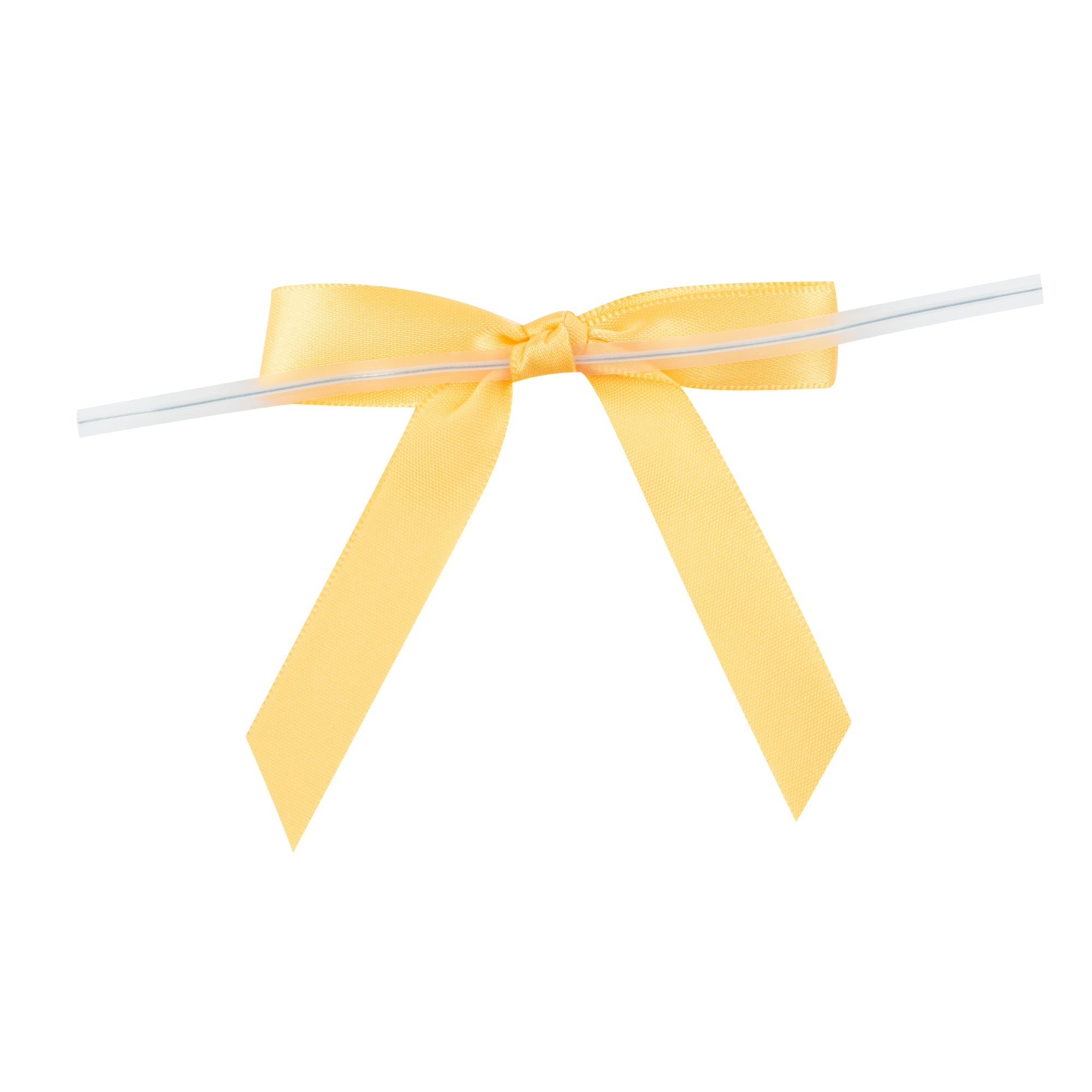 Gift Tek Gold Polyester Satin Twist Tie Bow - Pre-Tied - 3" x 2 1/2" - 100 count box