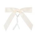 Gift Tek Ivory White Polyester Satin Twist Tie Bow - Pre-Tied - 3" x 2 1/2" - 100 count box