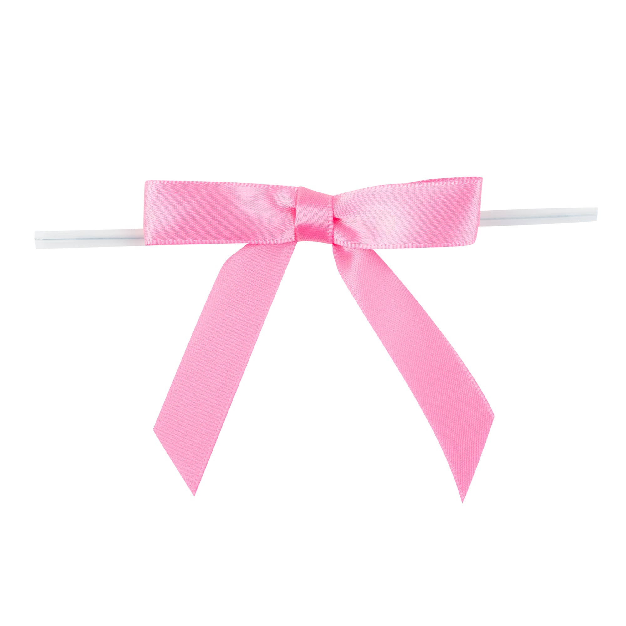 Gift Tek Pink Polyester Satin Twist Tie Bow - Pre-Tied - 3" x 2 1/2" - 4000 count box