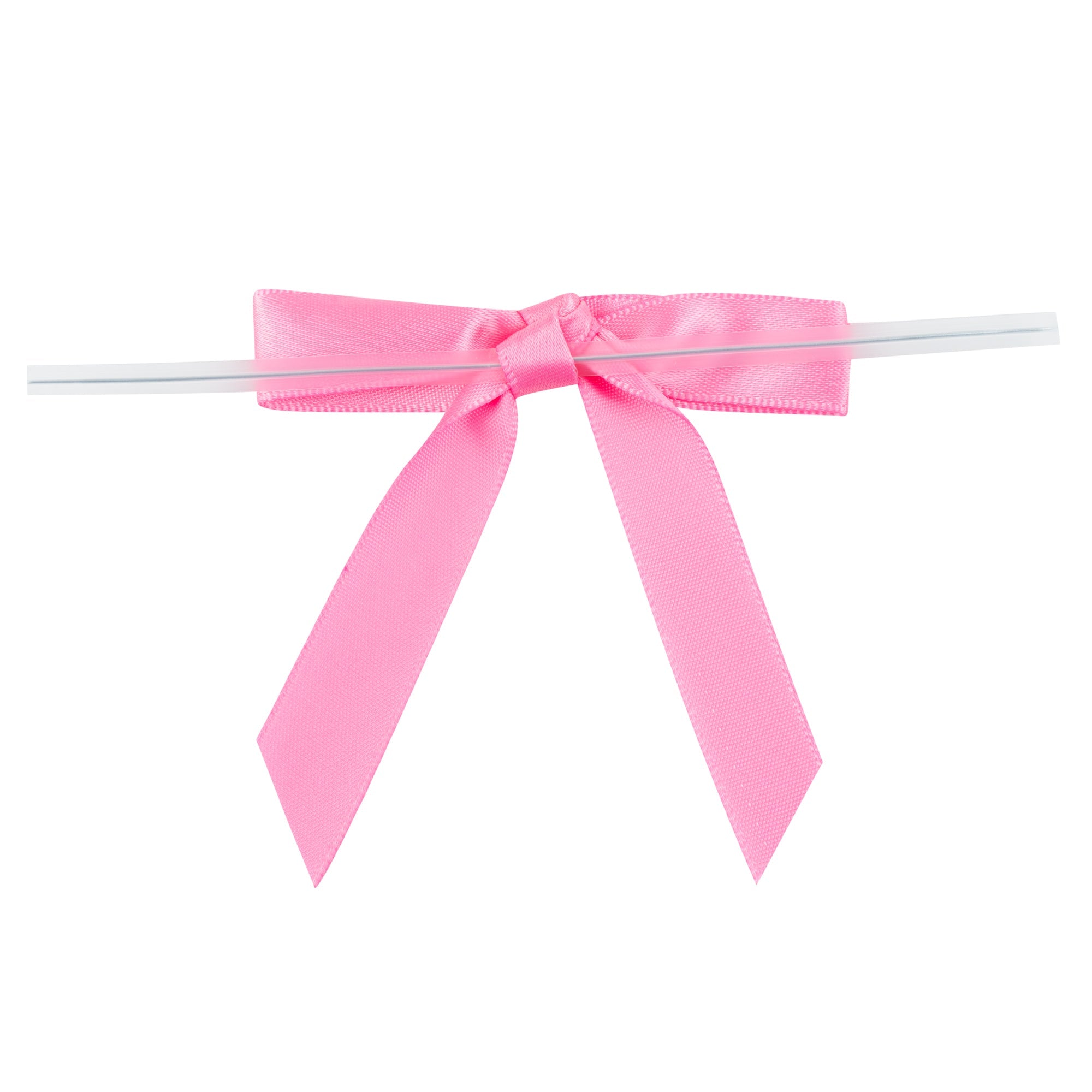 Gift Tek Pink Polyester Satin Twist Tie Bow - Pre-Tied - 3" x 2 1/2" - 4000 count box