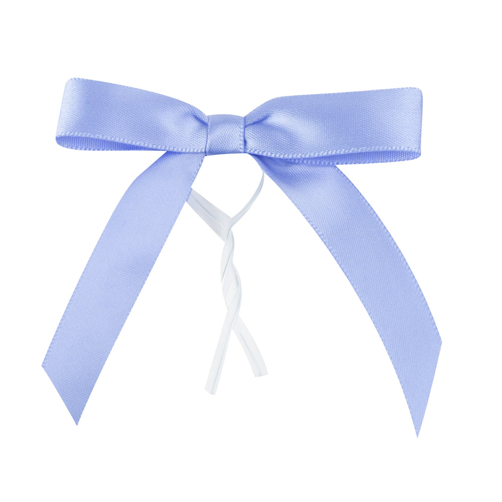 Gift Tek Purple Polyester Satin Twist Tie Bow - Pre-Tied - 3" x 2 1/2" - 100 count box