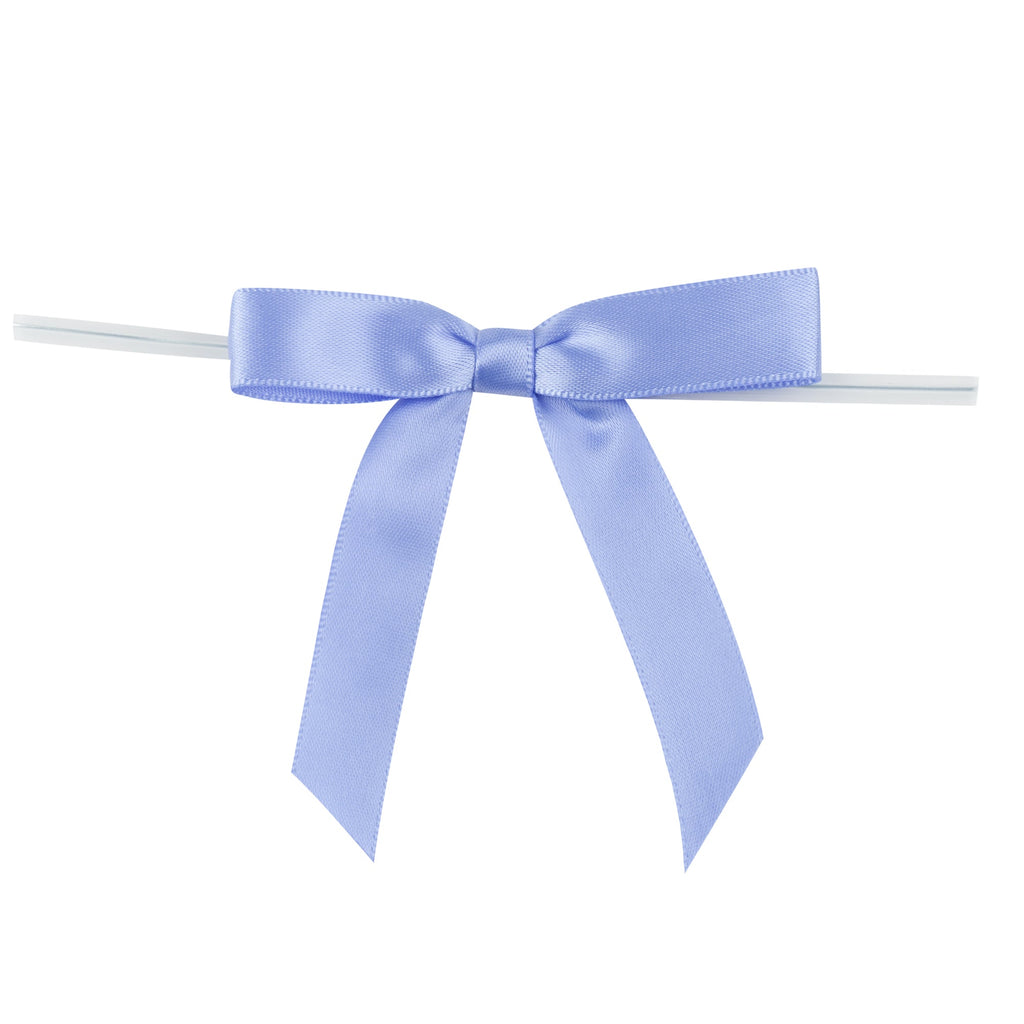 Gift Tek Purple Polyester Satin Twist Tie Bow - Pre-Tied - 3" x 2 1/2" - 100 count box