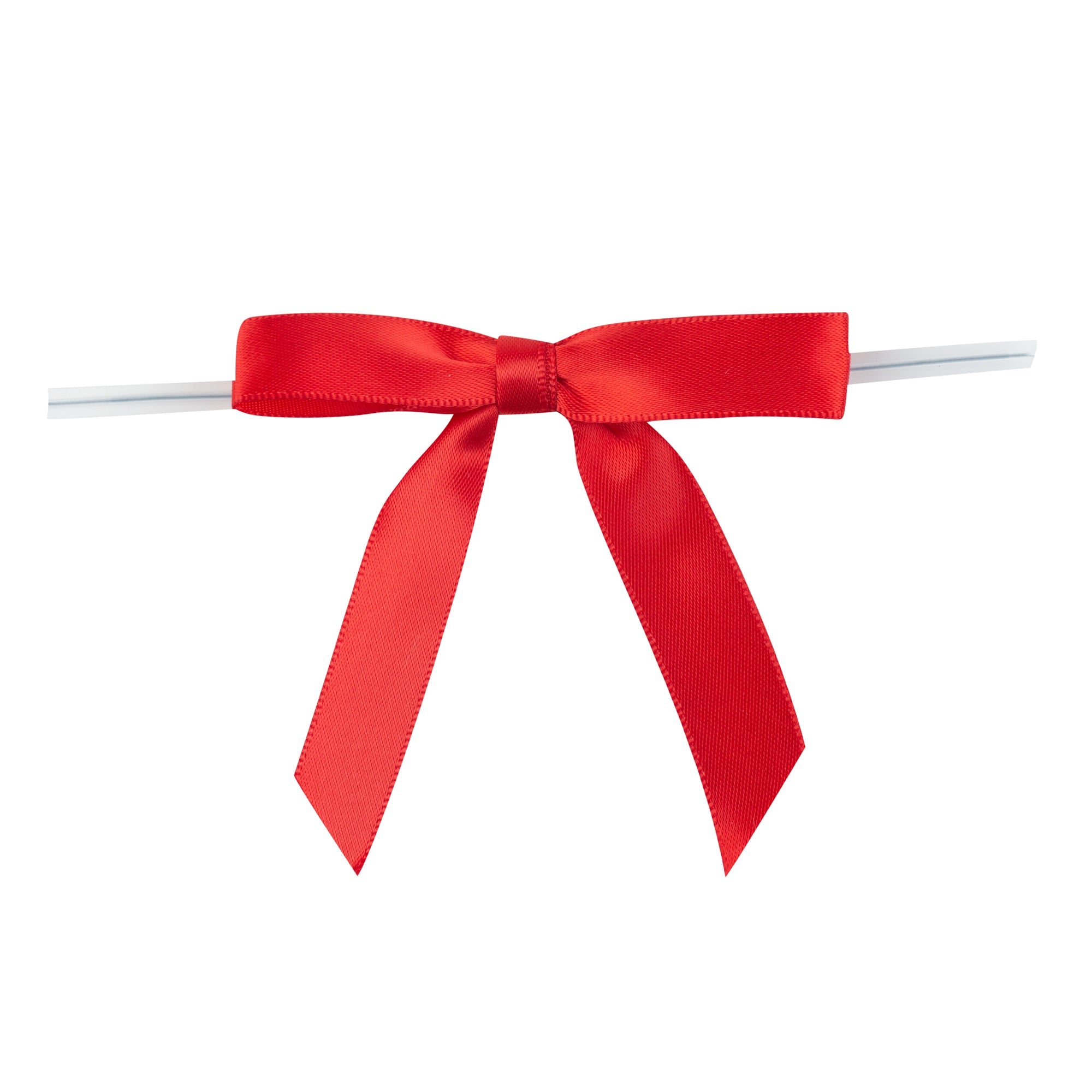 Gift Tek Red Polyester Satin Twist Tie Bow - Pre-Tied - 3" x 2 1/2" - 100 count box
