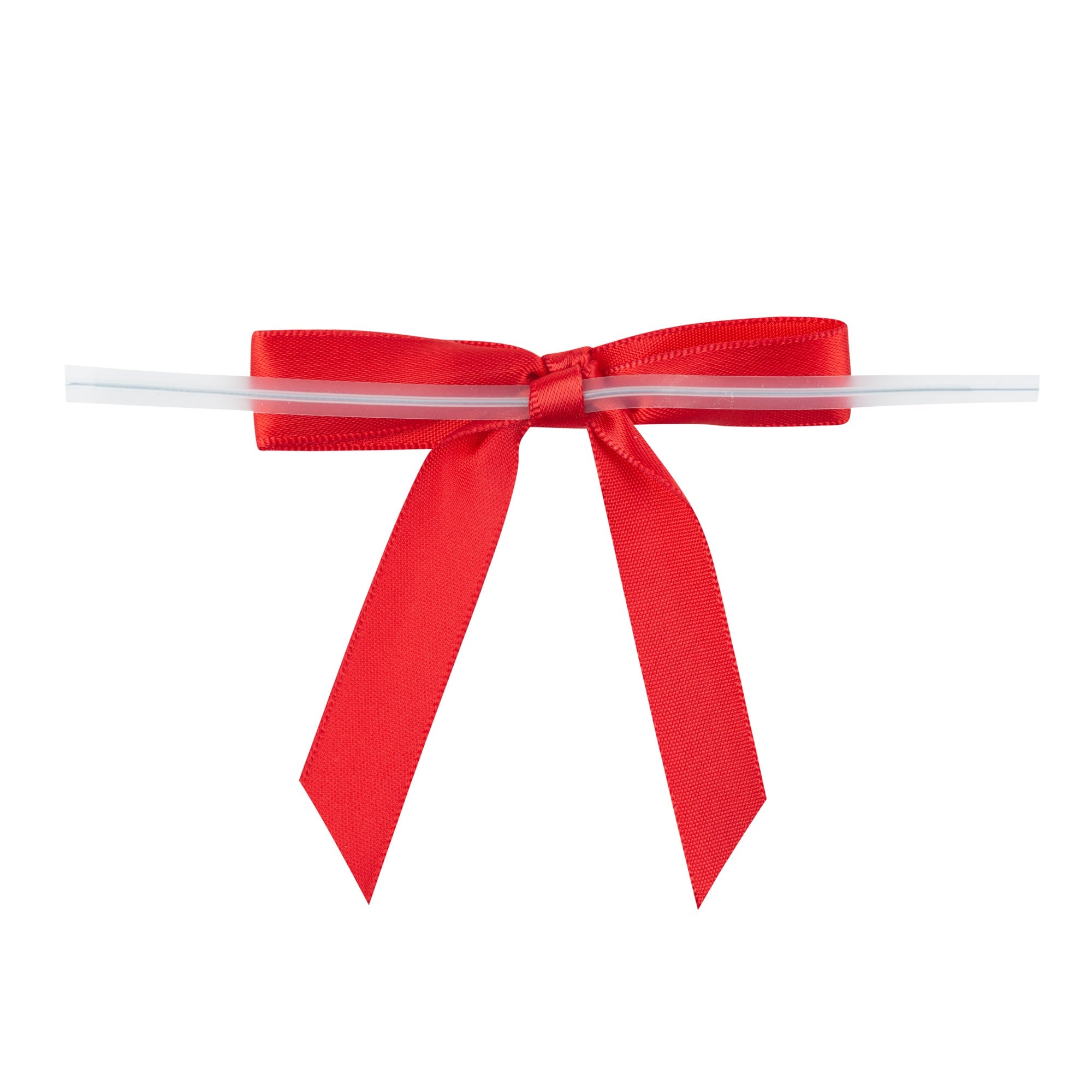 Gift Tek Red Polyester Satin Twist Tie Bow - Pre-Tied - 3" x 2 1/2" - 100 count box