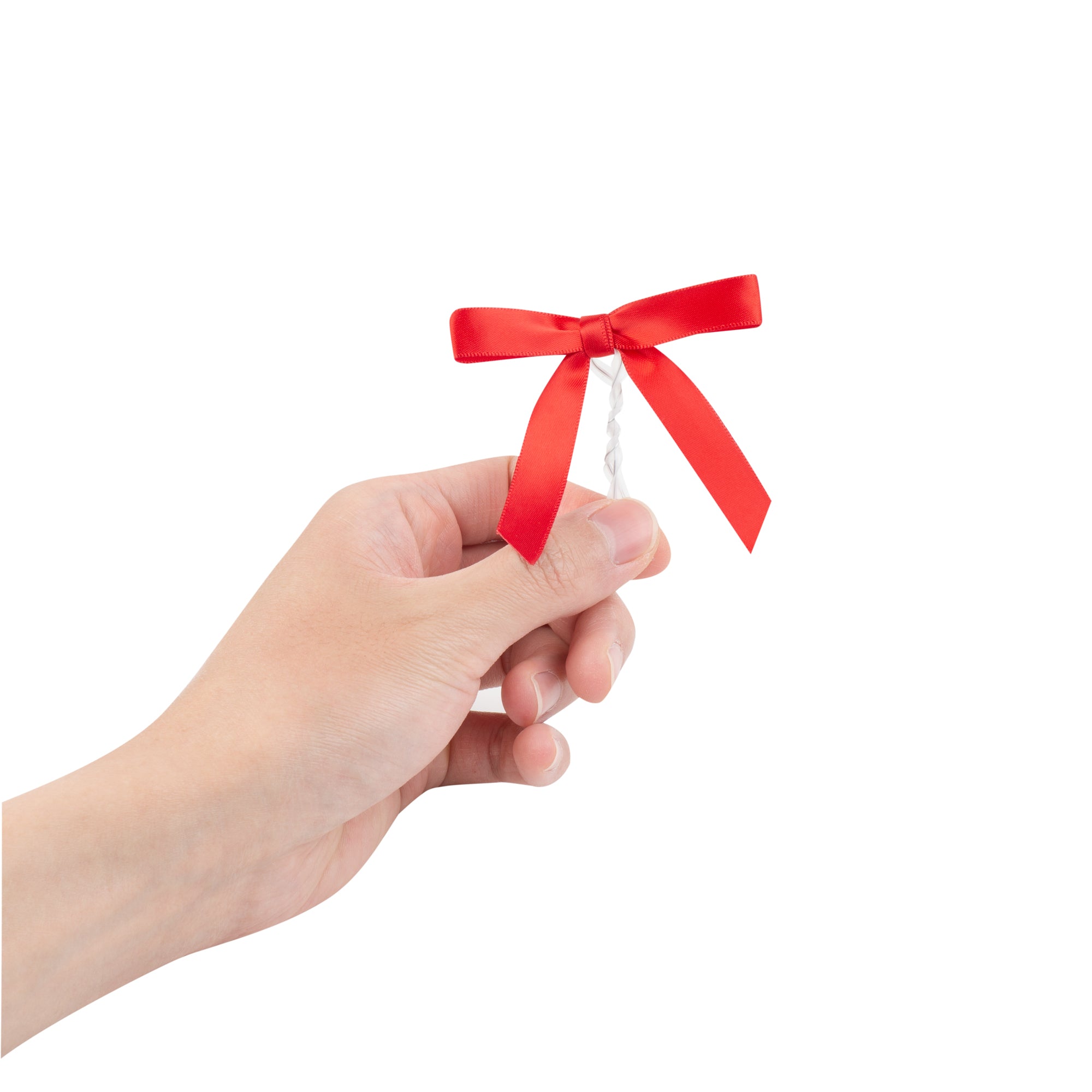 Gift Tek Red Polyester Satin Twist Tie Bow - Pre-Tied - 3" x 2 1/2" - 4000 count box