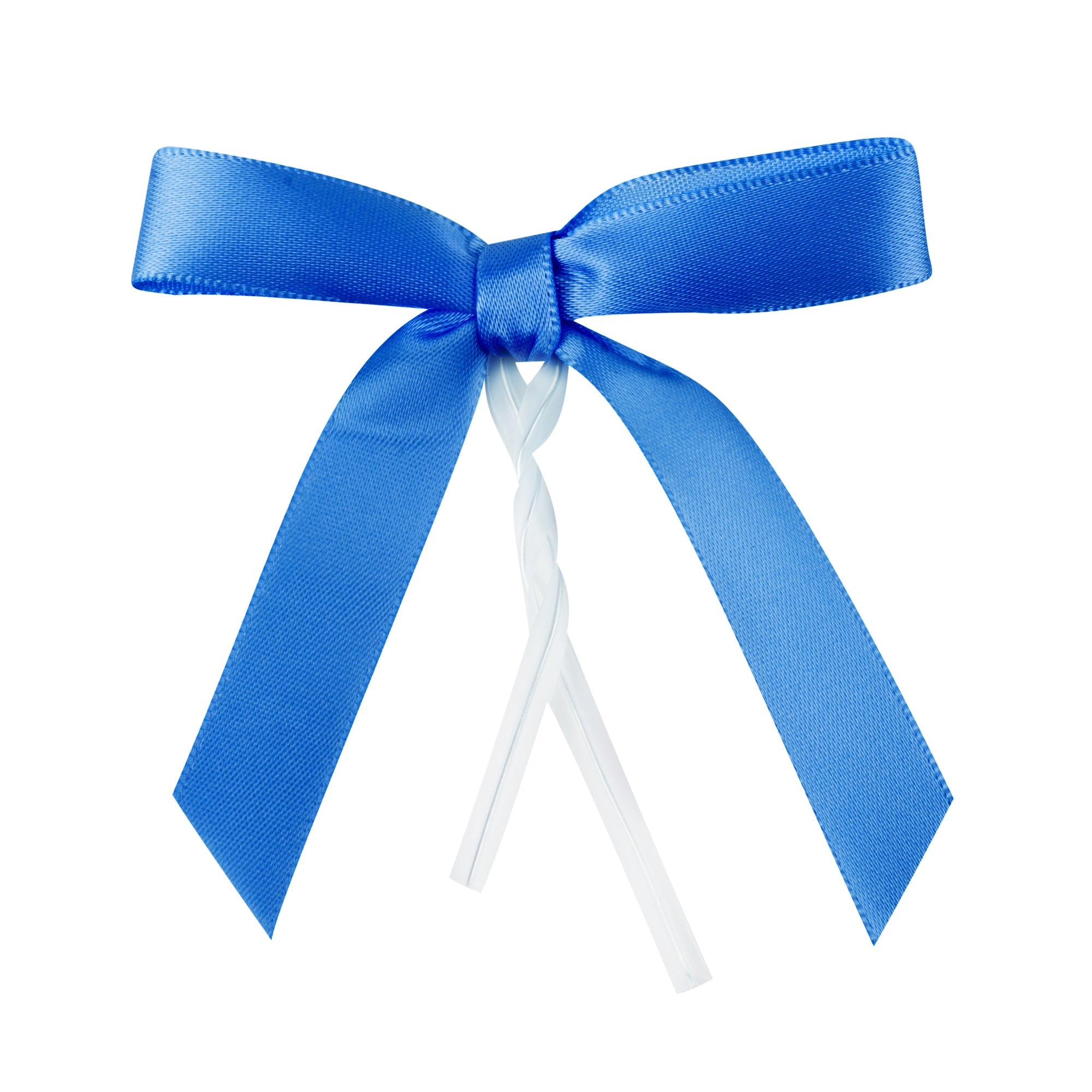 Gift Tek Royal Blue Polyester Satin Twist Tie Bow - Pre-Tied - 3" x 2 1/2" - 100 count box