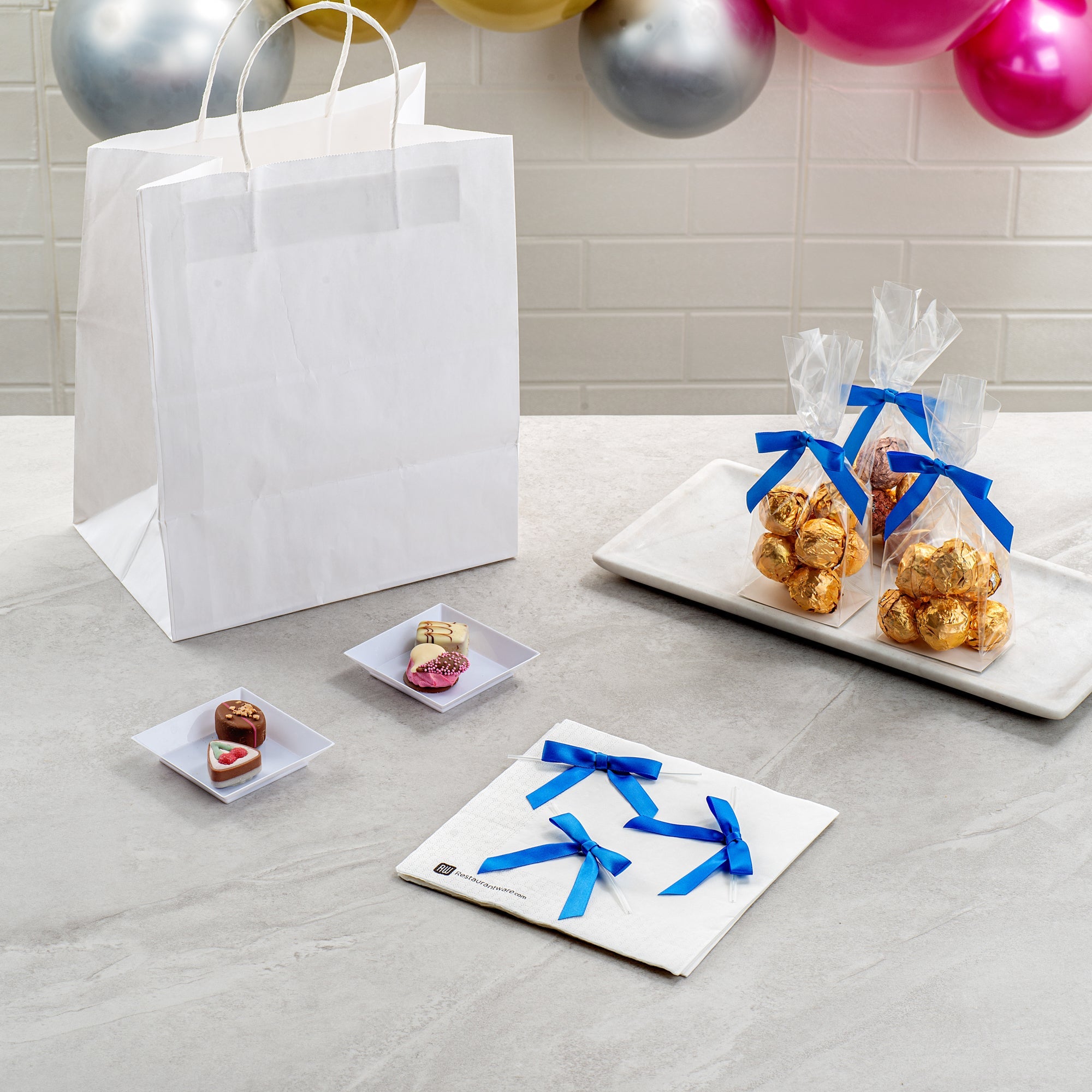 Gift Tek Royal Blue Polyester Satin Twist Tie Bow - Pre-Tied - 3" x 2 1/2" - 100 count box