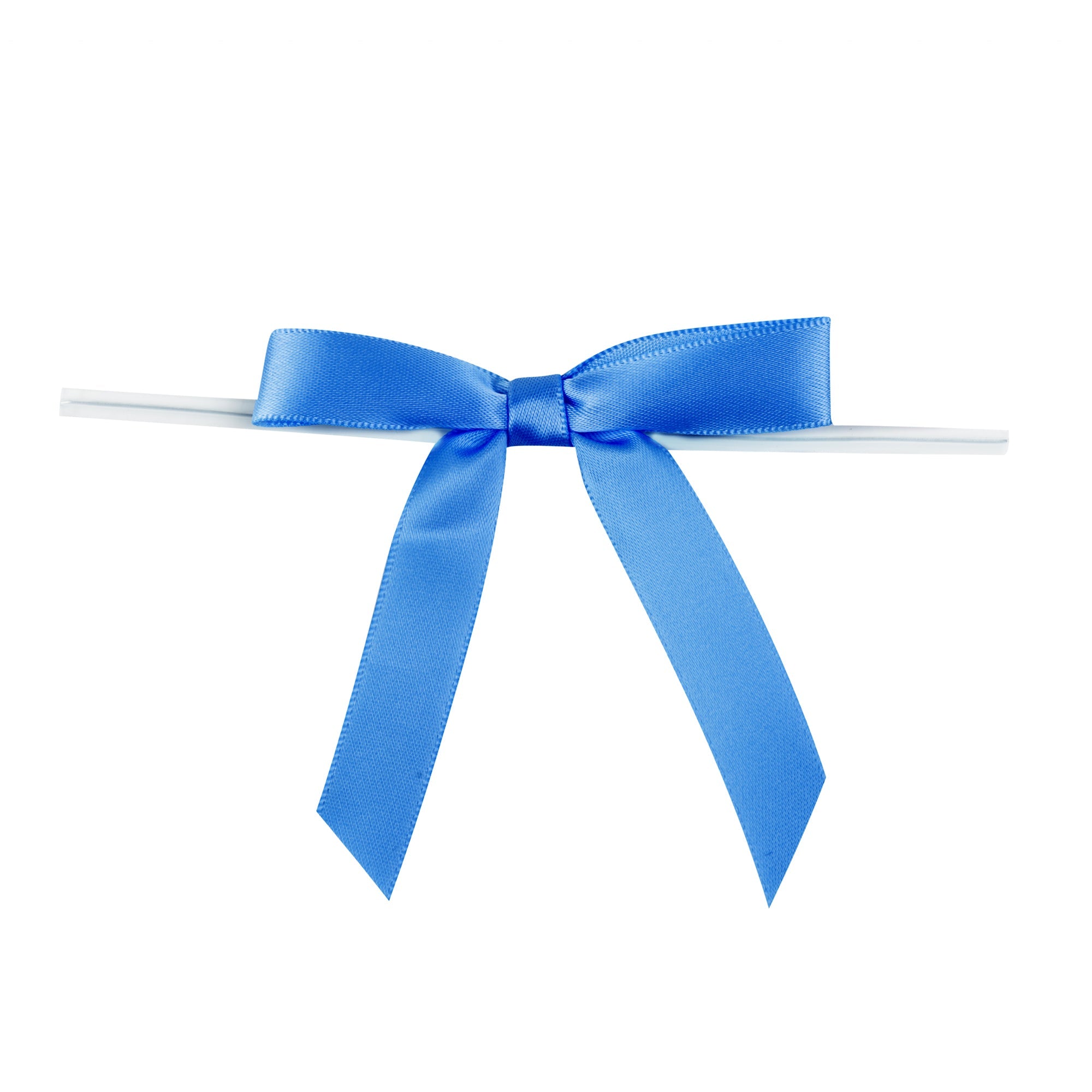 Gift Tek Royal Blue Polyester Satin Twist Tie Bow - Pre-Tied - 3" x 2 1/2" - 100 count box