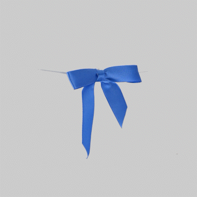 Gift Tek Royal Blue Polyester Satin Twist Tie Bow - Pre-Tied - 3" x 2 1/2" - 4000 count box