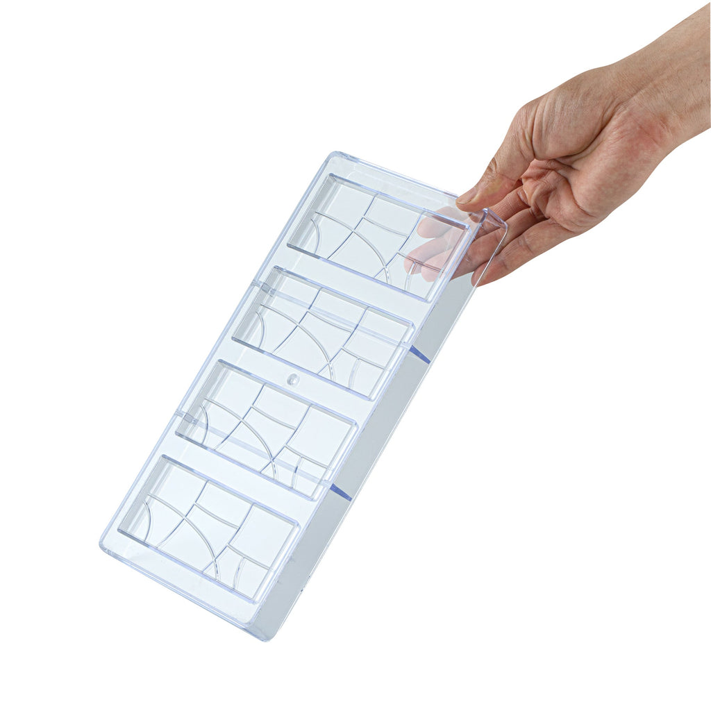 Pastry Tek Polycarbonate Chocolate Bar Mold - 4-Compartment - 10 count box