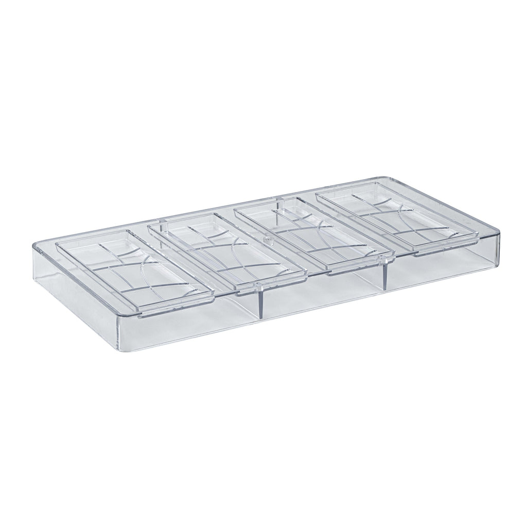 Pastry Tek Polycarbonate Chocolate Bar Mold - 4-Compartment - 10 count box