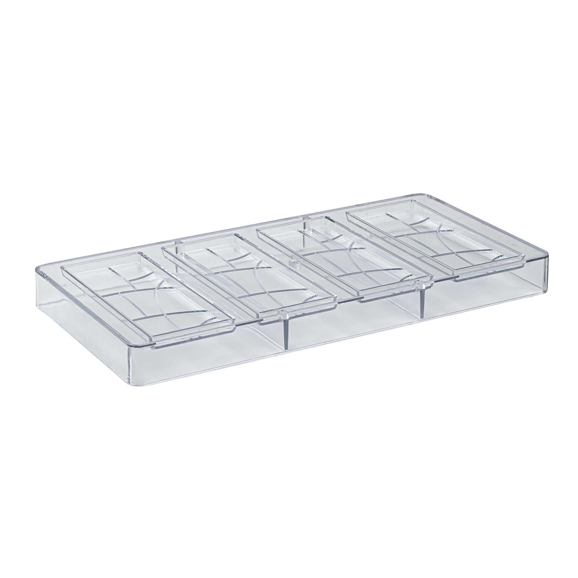 Pastry Tek Polycarbonate Chocolate Bar Mold - 4-Compartment - 10 count box