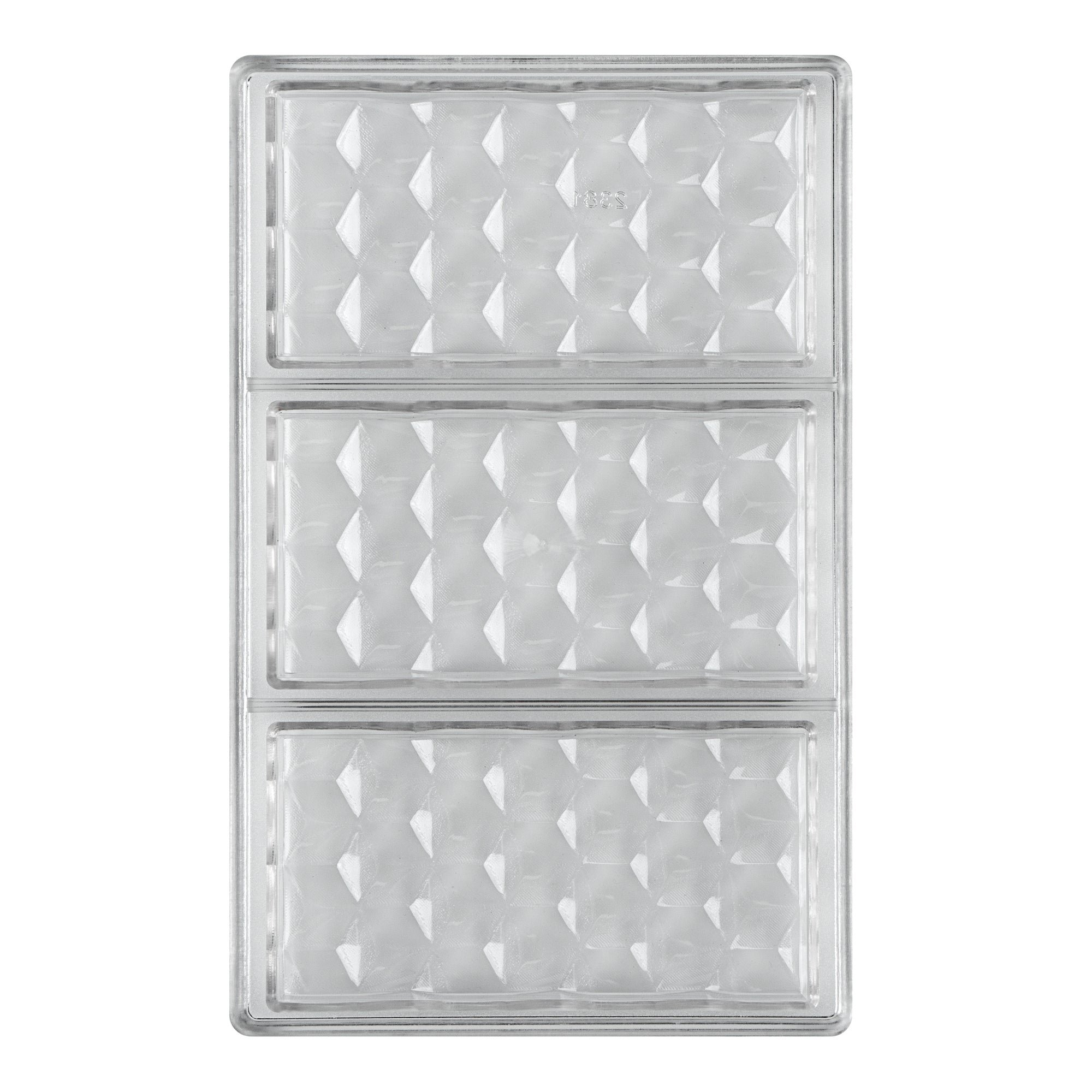 Pastry Tek Polycarbonate 3D Cube Candy / Chocolate Mold - 3-Compartment - 1 count box