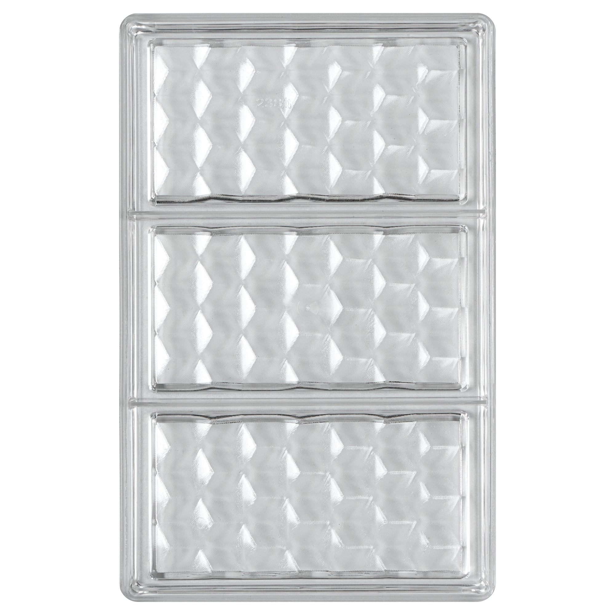 Pastry Tek Polycarbonate 3D Cube Candy / Chocolate Mold - 3-Compartment - 1 count box