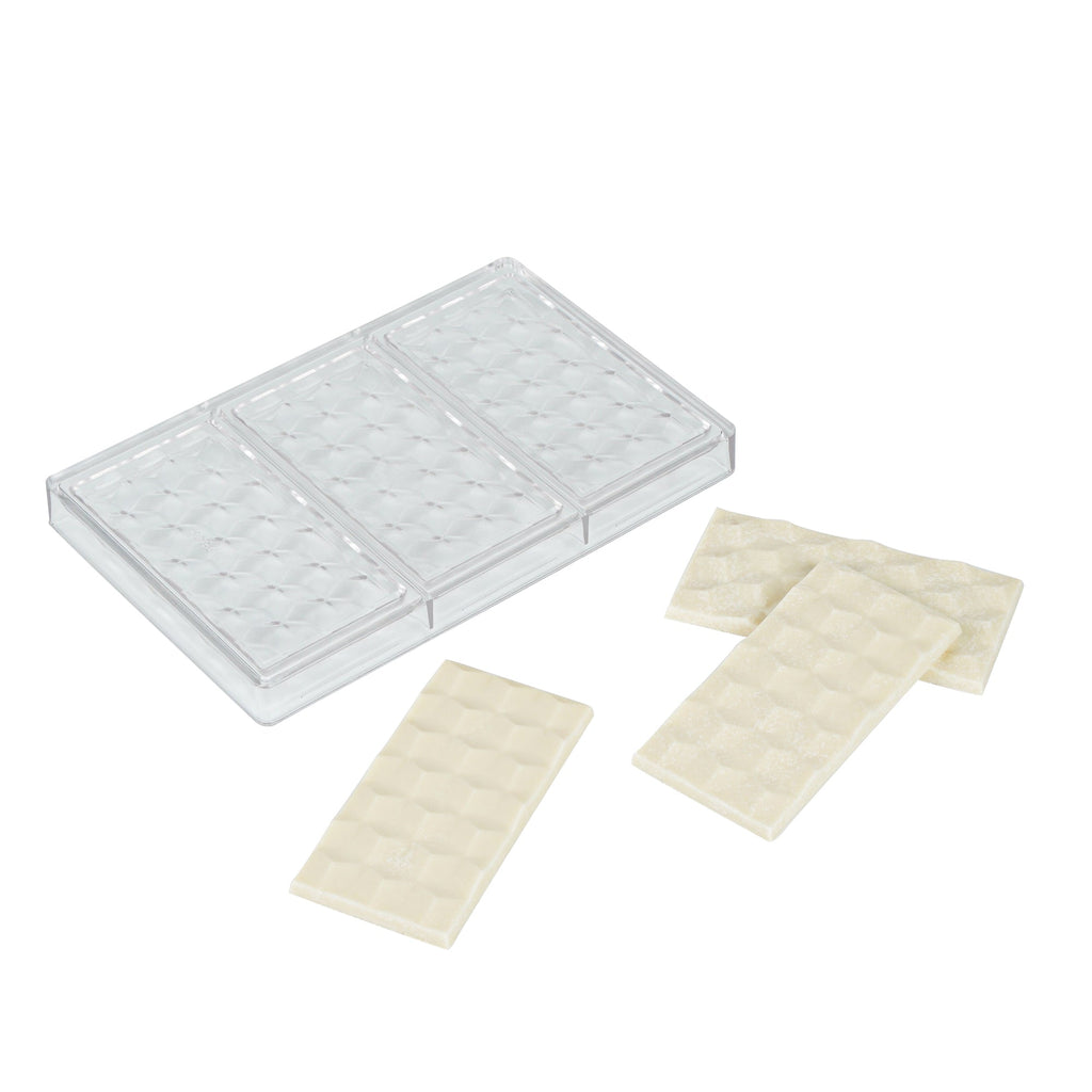 Pastry Tek Polycarbonate 3D Cube Candy / Chocolate Mold - 3-Compartment - 10 count box