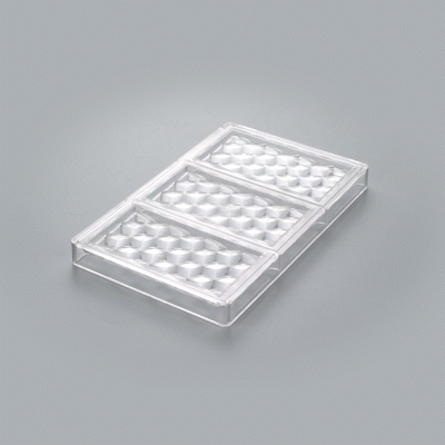 Pastry Tek Polycarbonate 3D Cube Candy / Chocolate Mold - 3-Compartment - 10 count box