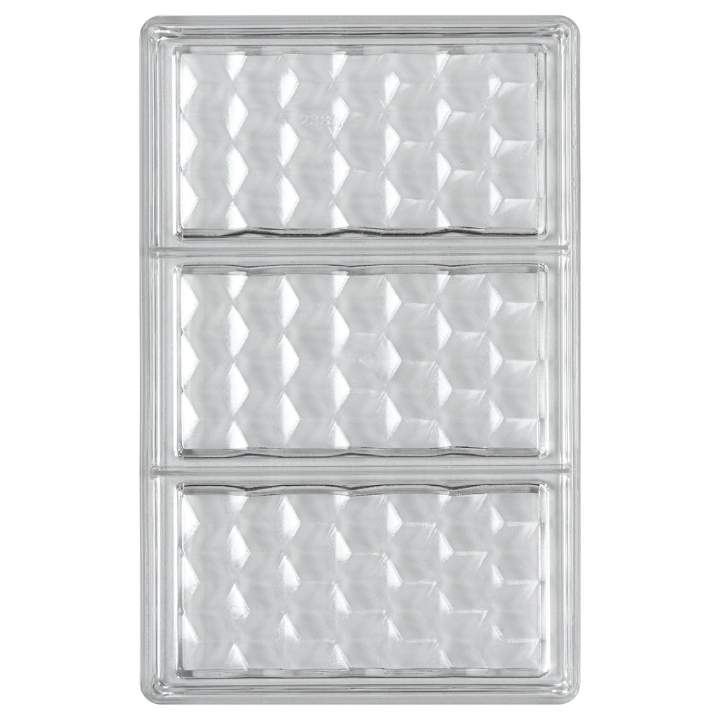Pastry Tek Polycarbonate 3D Cube Candy / Chocolate Mold - 3-Compartment - 10 count box