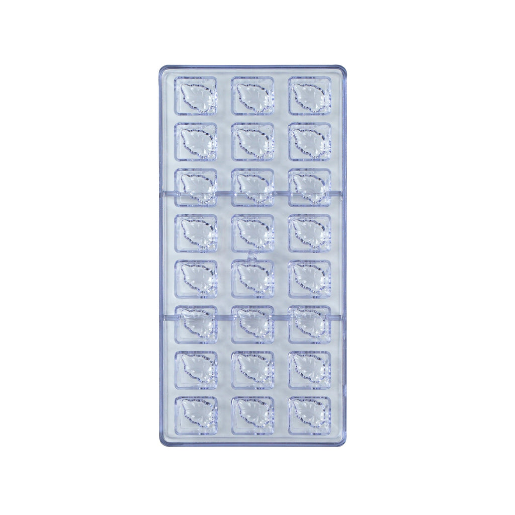 Pastry Tek Polycarbonate Leaf Block Candy / Chocolate Mold - 24-Compartment - 1 count box