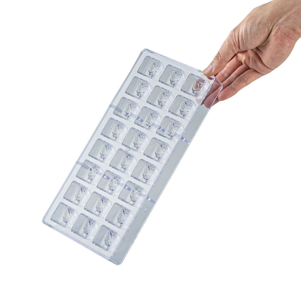 Pastry Tek Polycarbonate Leaf Block Candy / Chocolate Mold - 24-Compartment - 10 count box