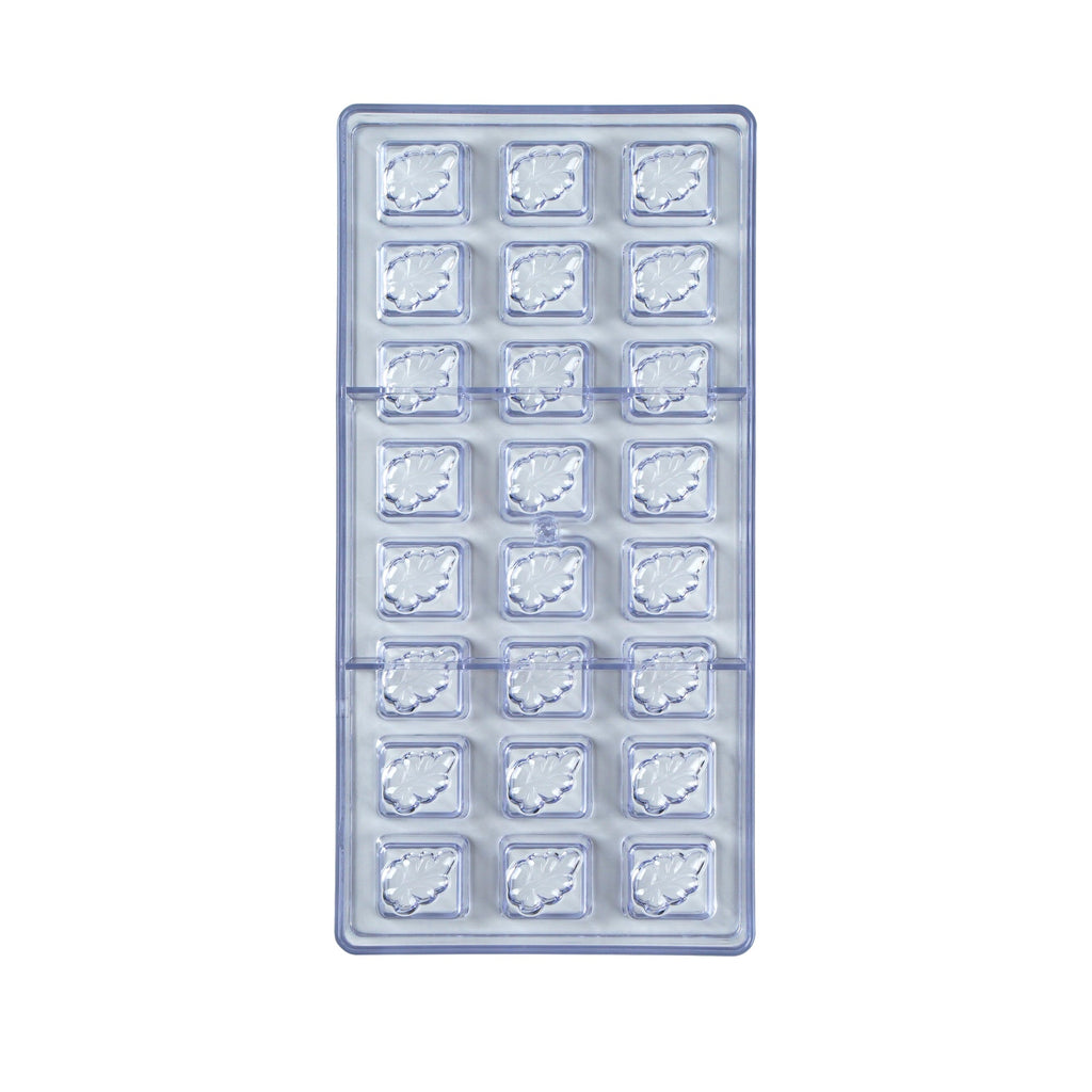 Pastry Tek Polycarbonate Leaf Block Candy / Chocolate Mold - 24-Compartment - 10 count box