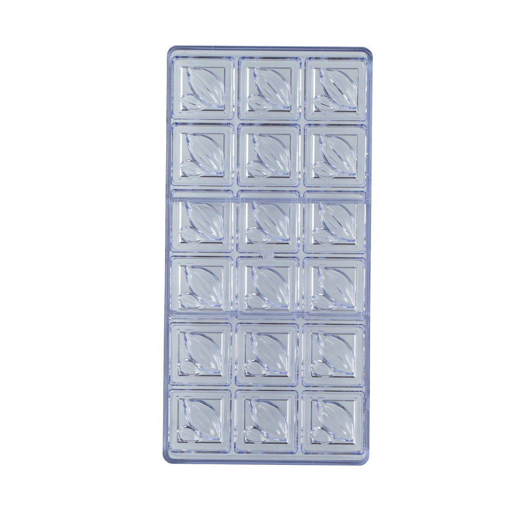 Pastry Tek Polycarbonate Cocoa Bean Block Candy / Chocolate Mold - 18-Compartment - 1 count box