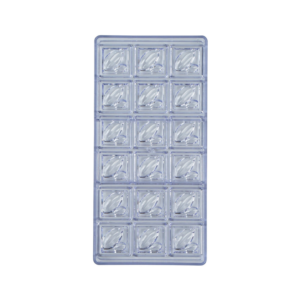 Pastry Tek Polycarbonate Cocoa Bean Block Candy / Chocolate Mold - 18-Compartment - 1 count box