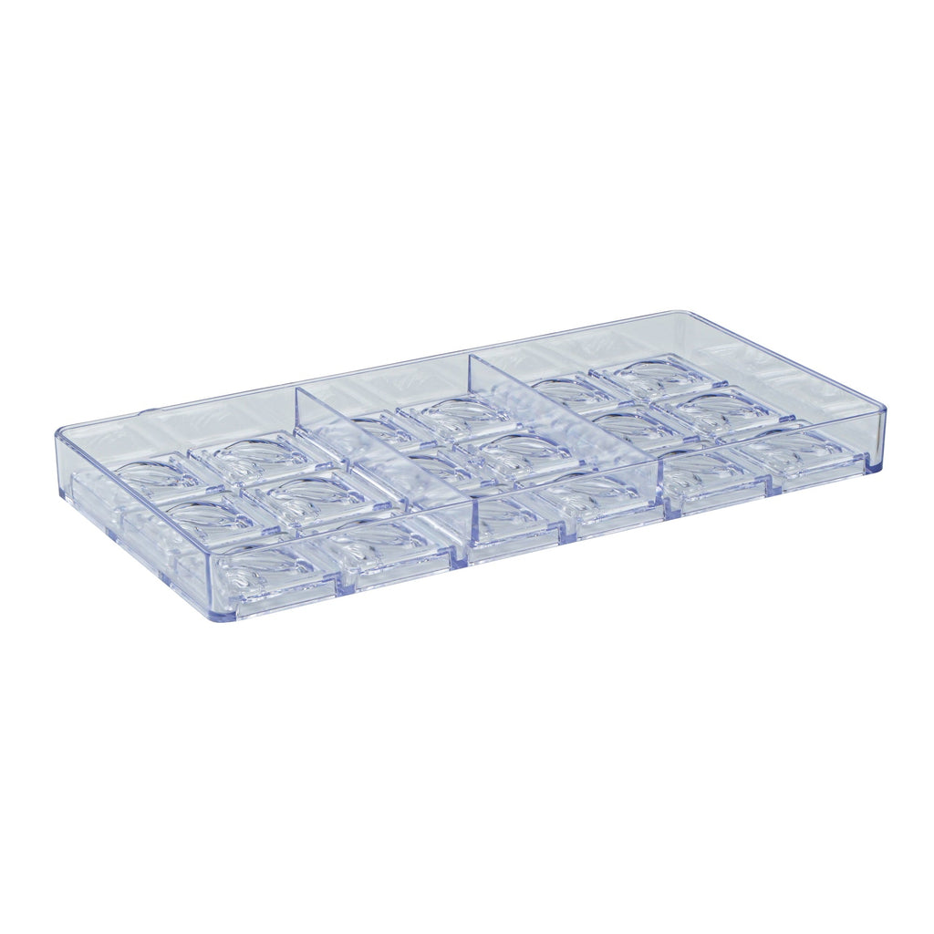 Pastry Tek Polycarbonate Cocoa Bean Block Candy / Chocolate Mold - 18-Compartment - 1 count box