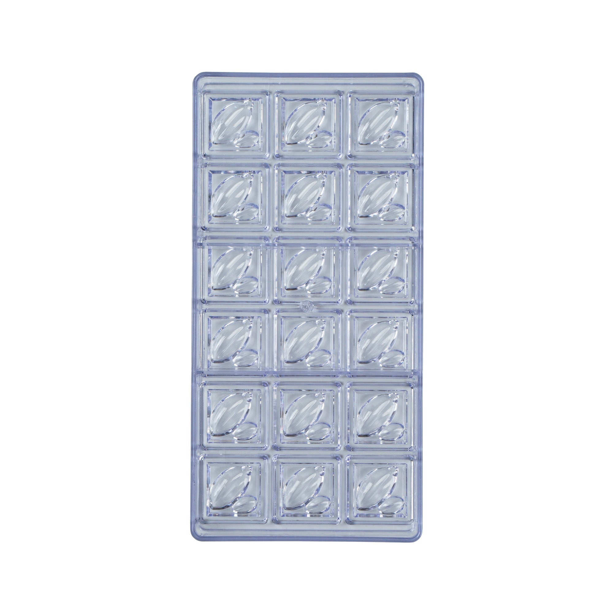 Pastry Tek Polycarbonate Cocoa Bean Block Candy / Chocolate Mold - 18-Compartment - 10 count box