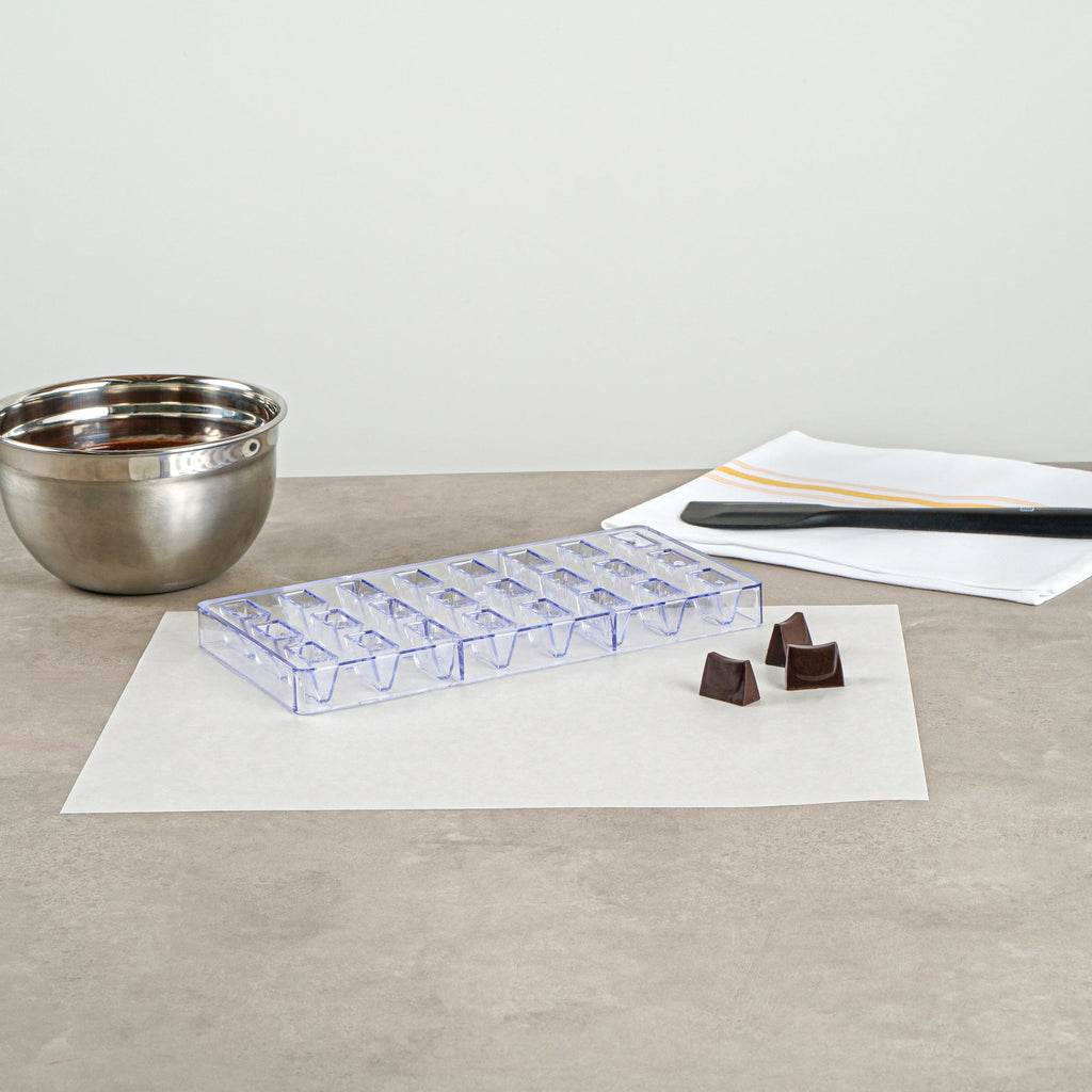 Pastry Tek Polycarbonate Triangle Bar Candy / Chocolate Mold - 24-Compartment - 1 count box