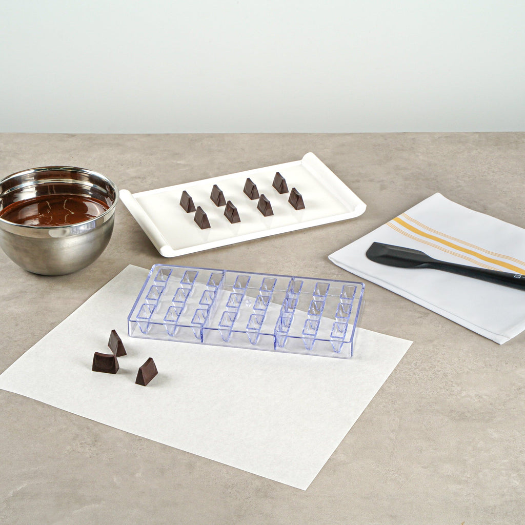 Pastry Tek Polycarbonate Triangle Bar Candy / Chocolate Mold - 24-Compartment - 1 count box