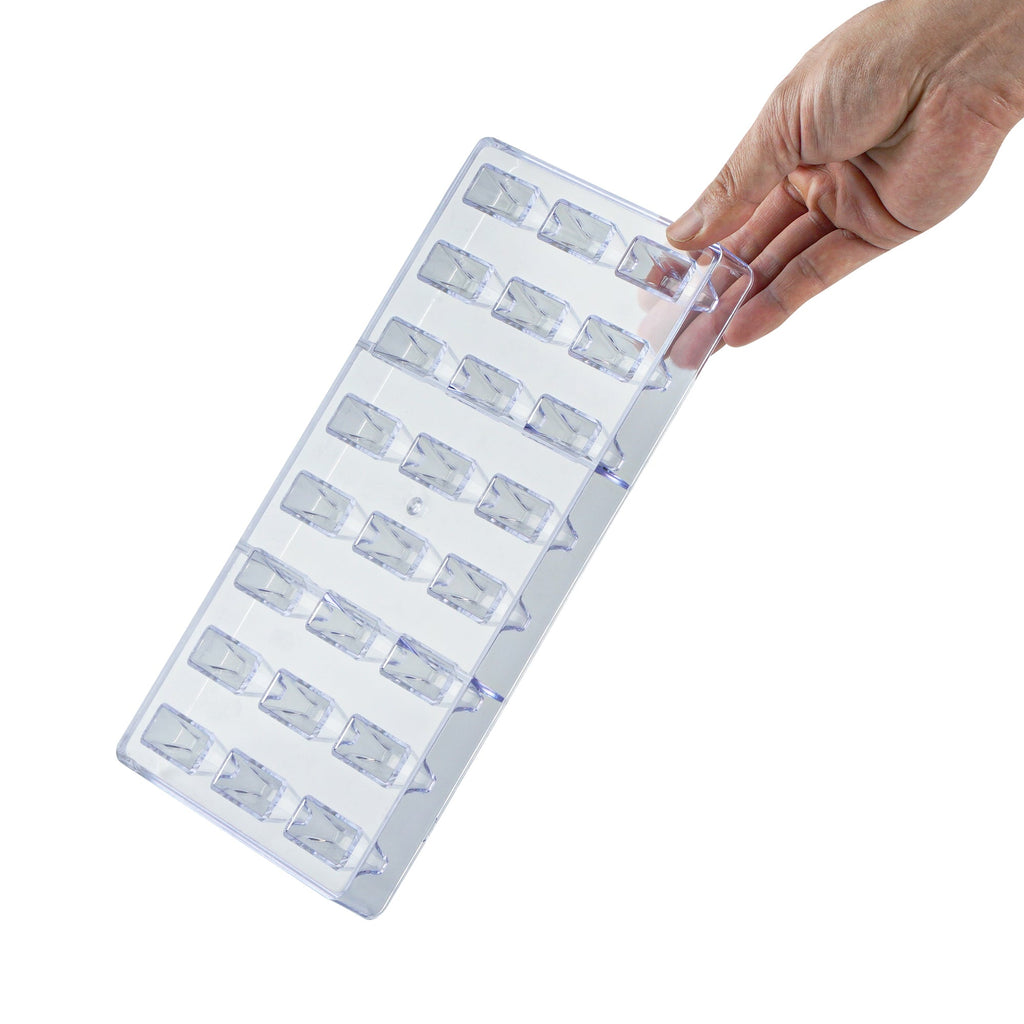 Pastry Tek Polycarbonate Triangle Bar Candy / Chocolate Mold - 24-Compartment - 10 count box