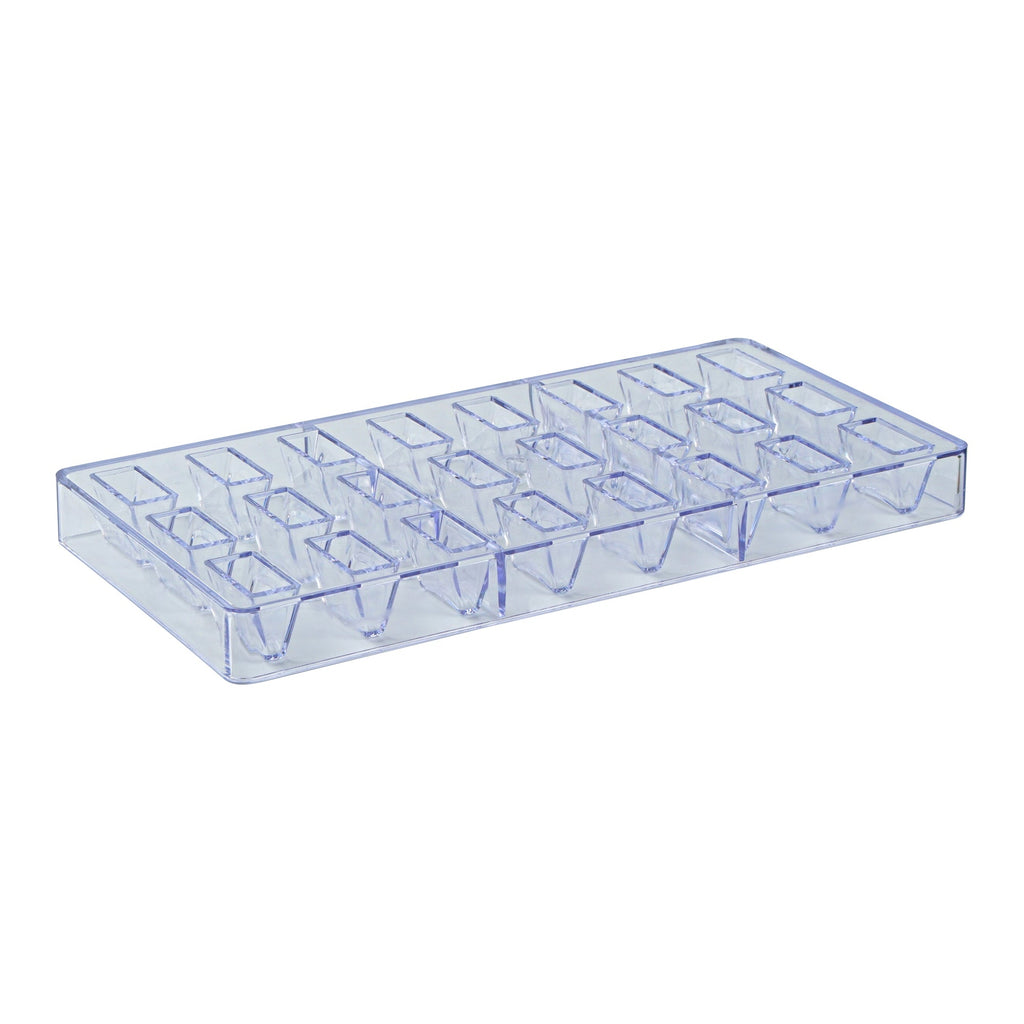 Pastry Tek Polycarbonate Triangle Bar Candy / Chocolate Mold - 24-Compartment - 10 count box