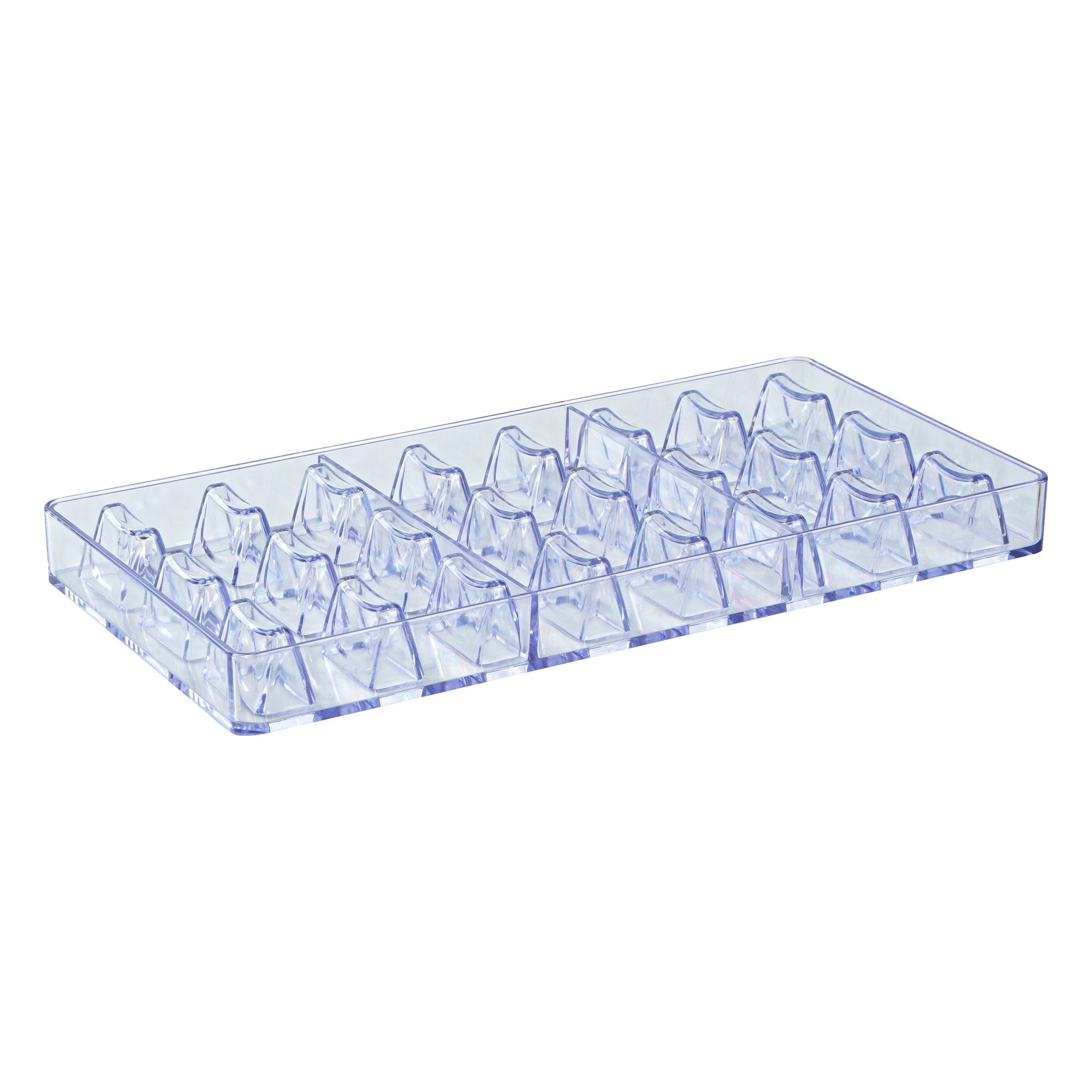 Pastry Tek Polycarbonate Triangle Bar Candy / Chocolate Mold - 24-Compartment - 10 count box