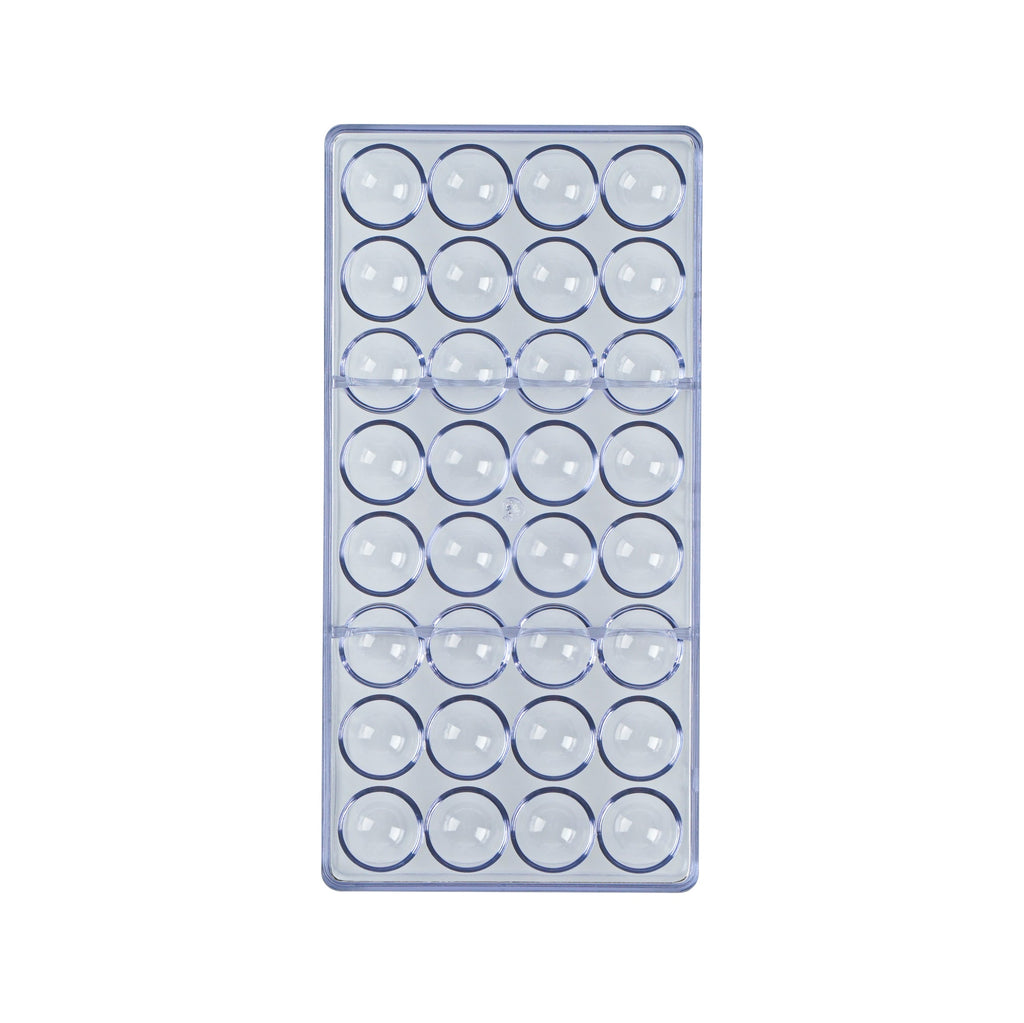Pastry Tek Polycarbonate Half Sphere Candy / Chocolate Mold - 32-Compartment - 1 count box