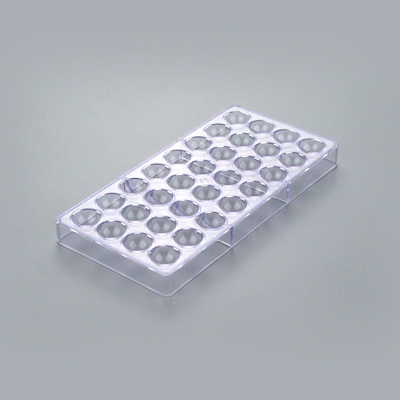 Pastry Tek Polycarbonate Half Sphere Candy / Chocolate Mold - 32-Compartment - 1 count box