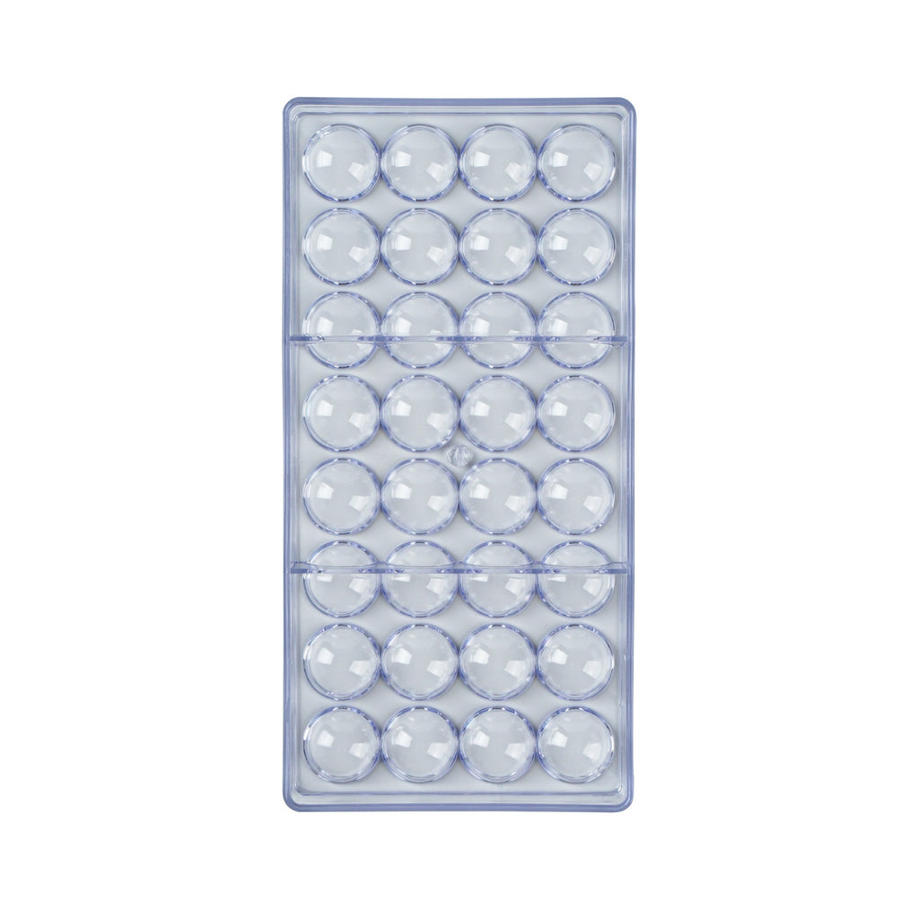 Pastry Tek Polycarbonate Half Sphere Candy / Chocolate Mold - 32-Compartment - 1 count box