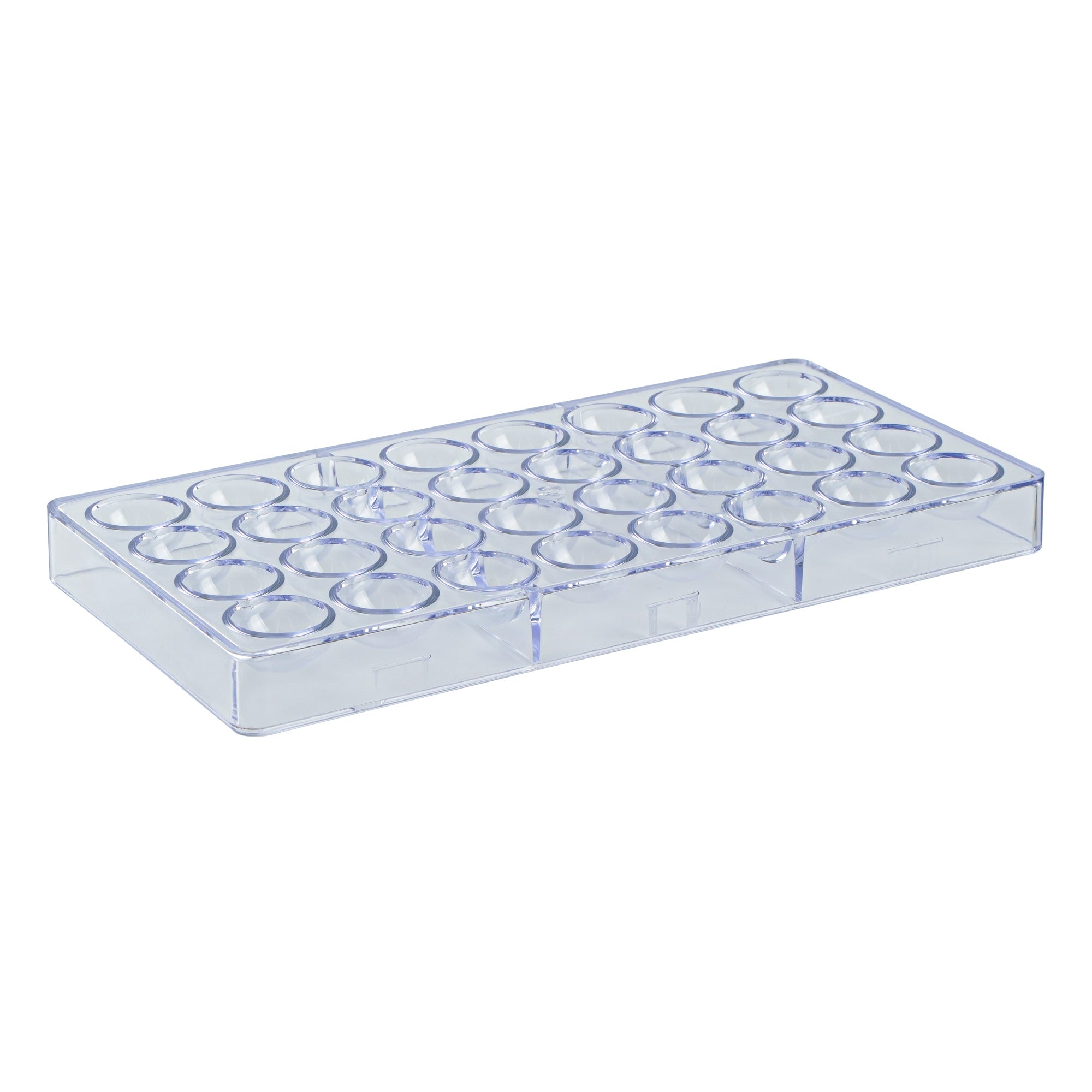 Pastry Tek Polycarbonate Half Sphere Candy / Chocolate Mold - 32-Compartment - 10 count box