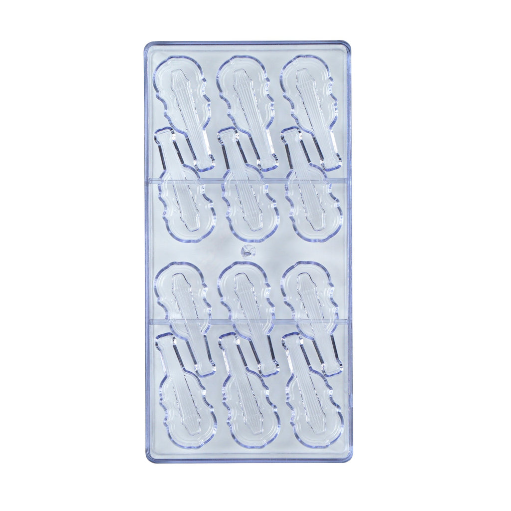 Pastry Tek Polycarbonate Violin Candy / Chocolate Mold - 12-Compartment - 1 count box