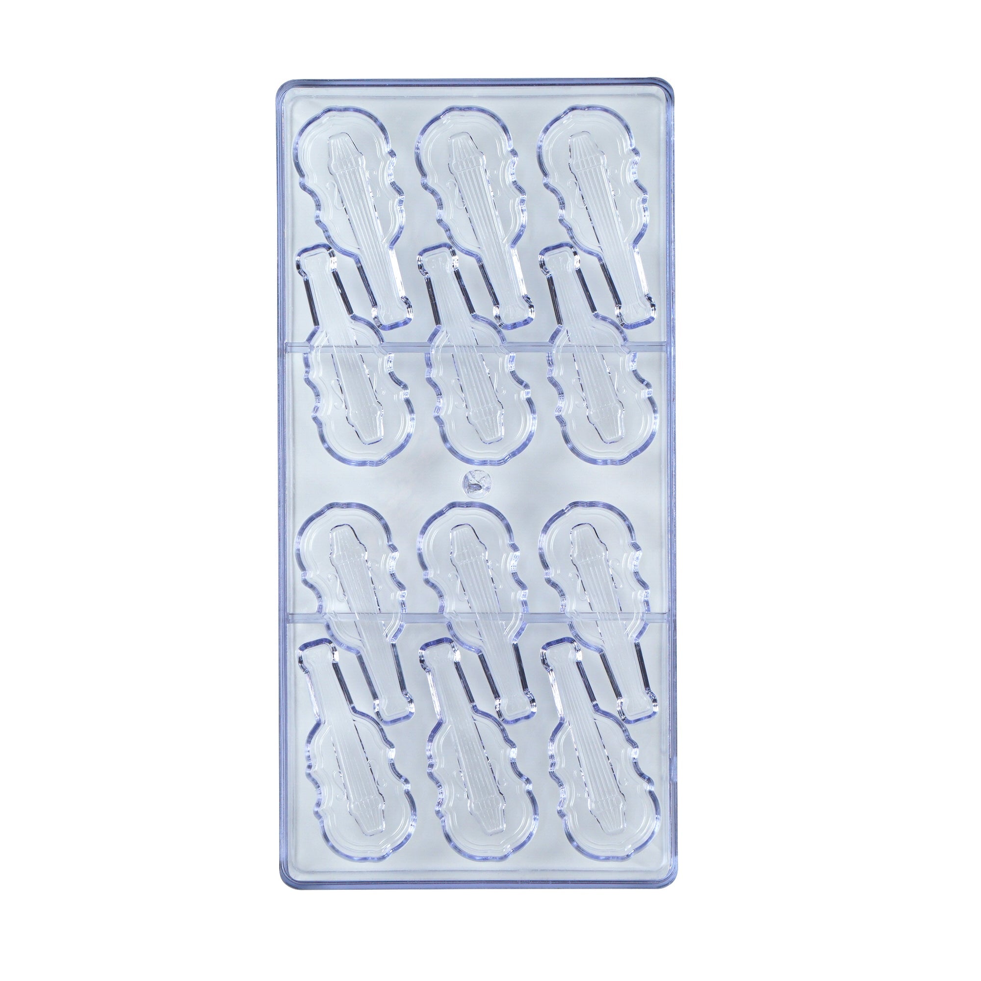 Pastry Tek Polycarbonate Violin Candy / Chocolate Mold - 12-Compartment - 1 count box
