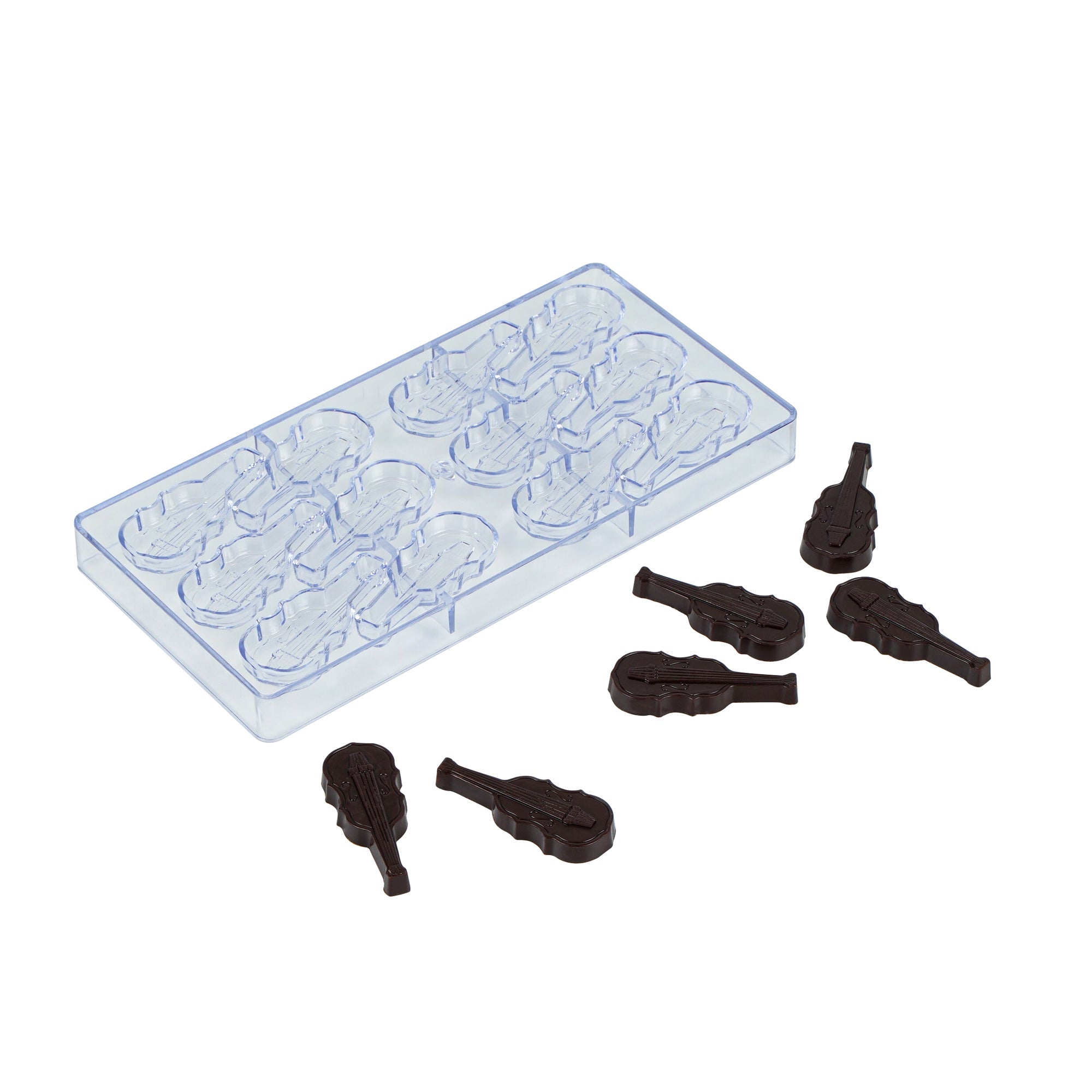 Pastry Tek Polycarbonate Violin Candy / Chocolate Mold - 12-Compartment - 1 count box