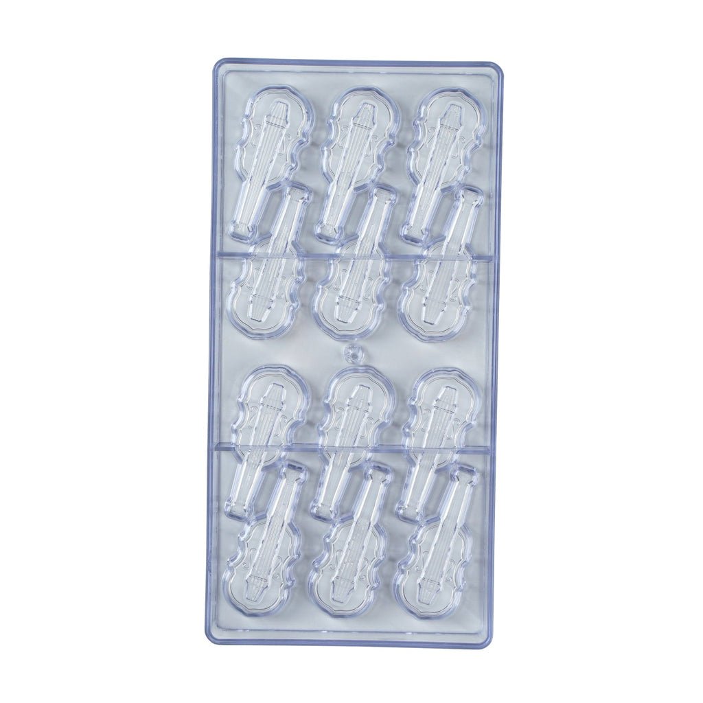 Pastry Tek Polycarbonate Violin Candy / Chocolate Mold - 12-Compartment - 1 count box