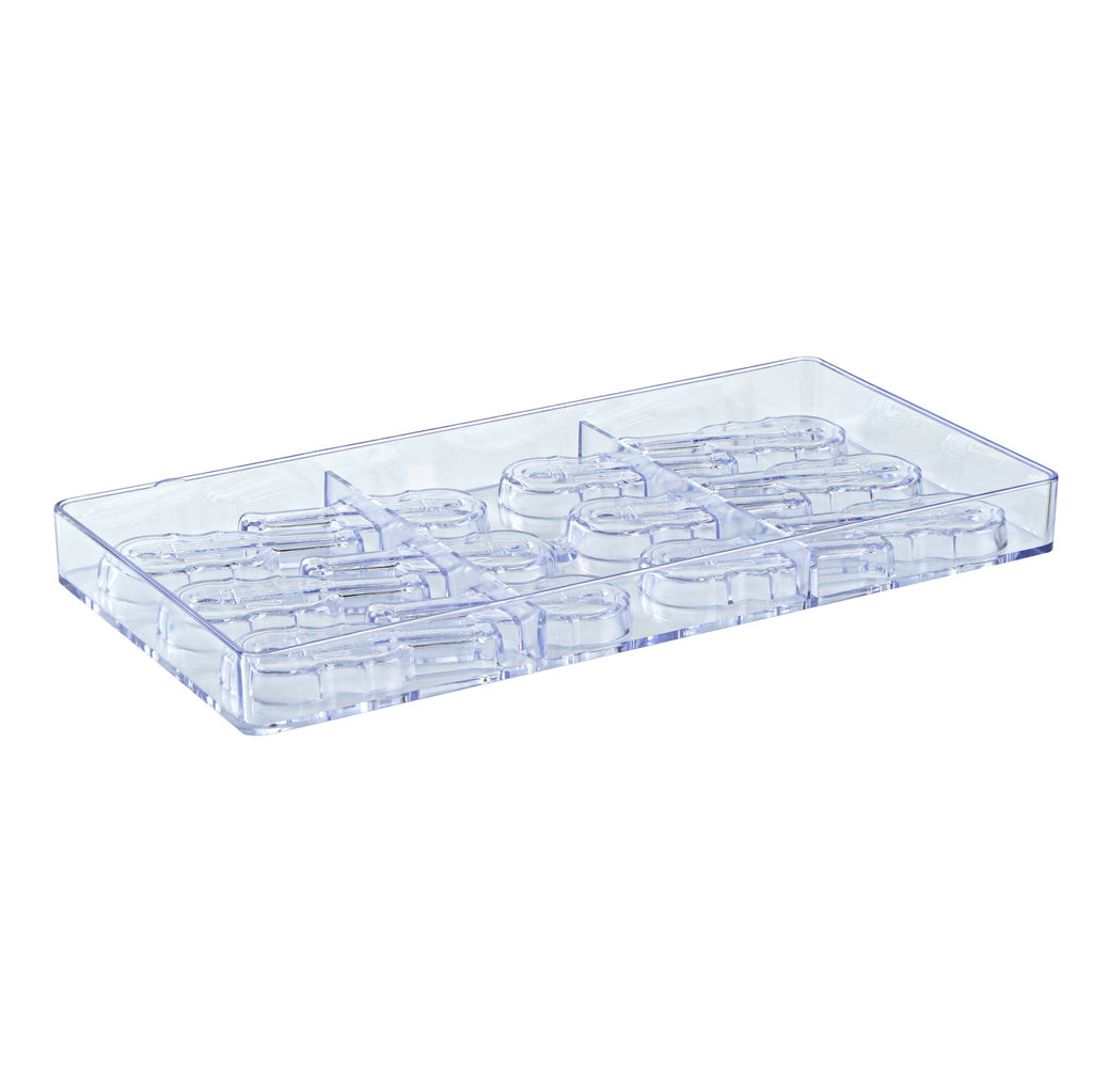 Pastry Tek Polycarbonate Violin Candy / Chocolate Mold - 12-Compartment - 1 count box