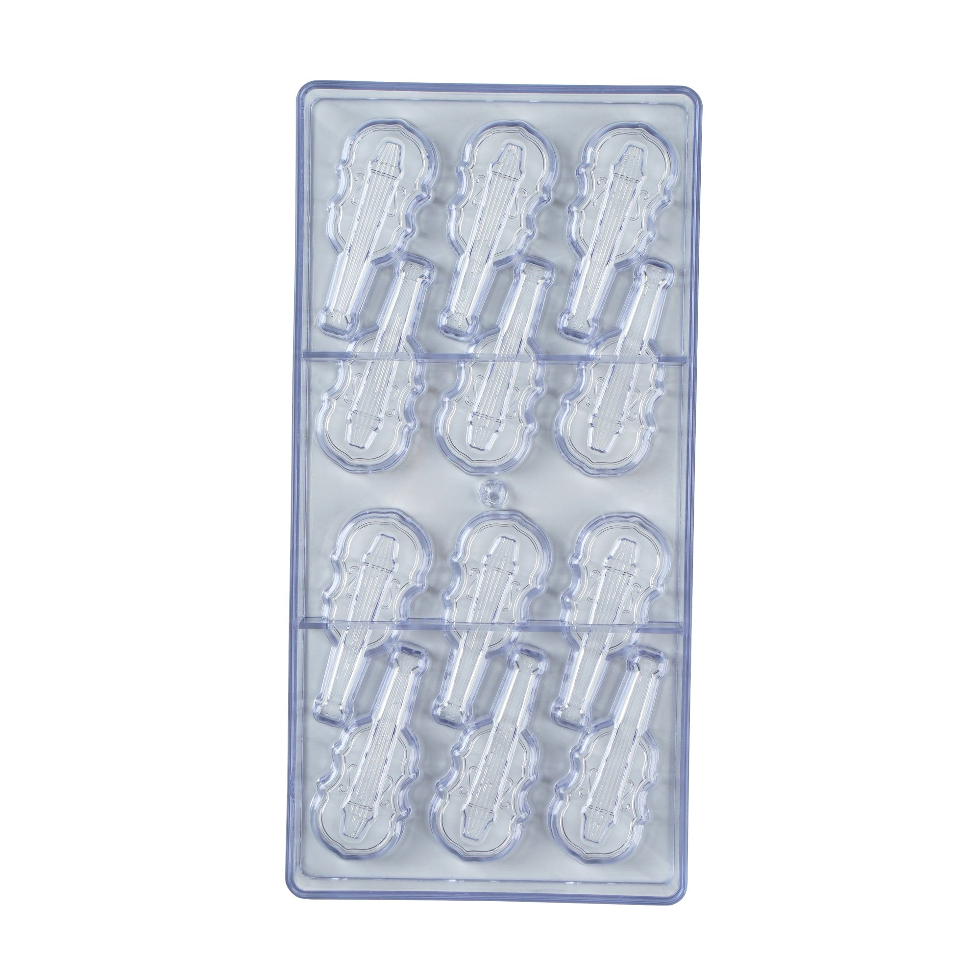 Pastry Tek Polycarbonate Violin Candy / Chocolate Mold - 12-Compartment - 10 count box