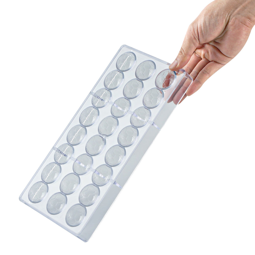 Pastry Tek Polycarbonate Soccer Ball Candy / Chocolate Mold - 24-Compartment - 10 count box