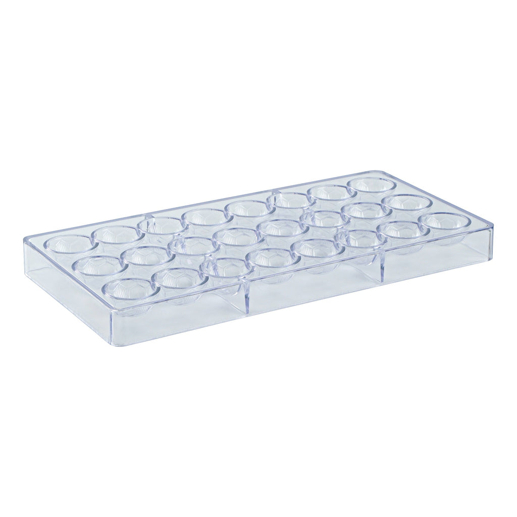 Pastry Tek Polycarbonate Soccer Ball Candy / Chocolate Mold - 24-Compartment - 10 count box