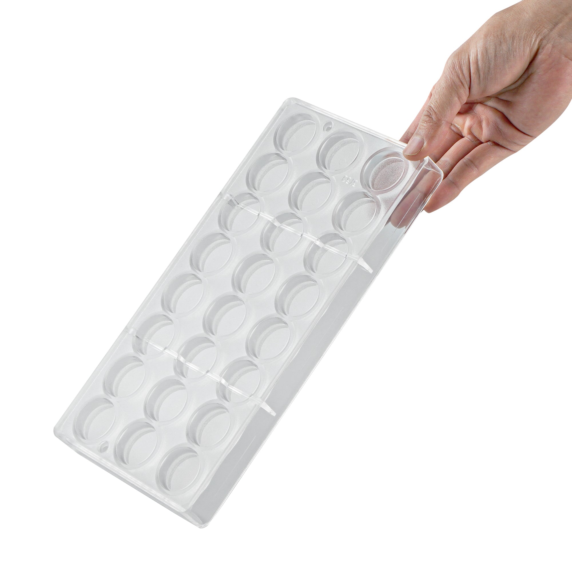 Pastry Tek Polycarbonate Cylinder Shape Candy / Chocolate Mold - 24-Compartment - 10 count box