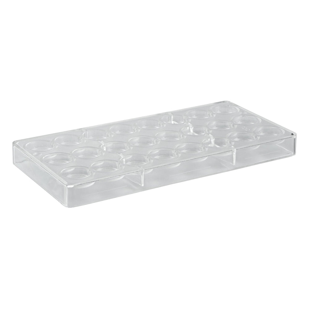 Pastry Tek Polycarbonate Cylinder Shape Candy / Chocolate Mold - 24-Compartment - 10 count box