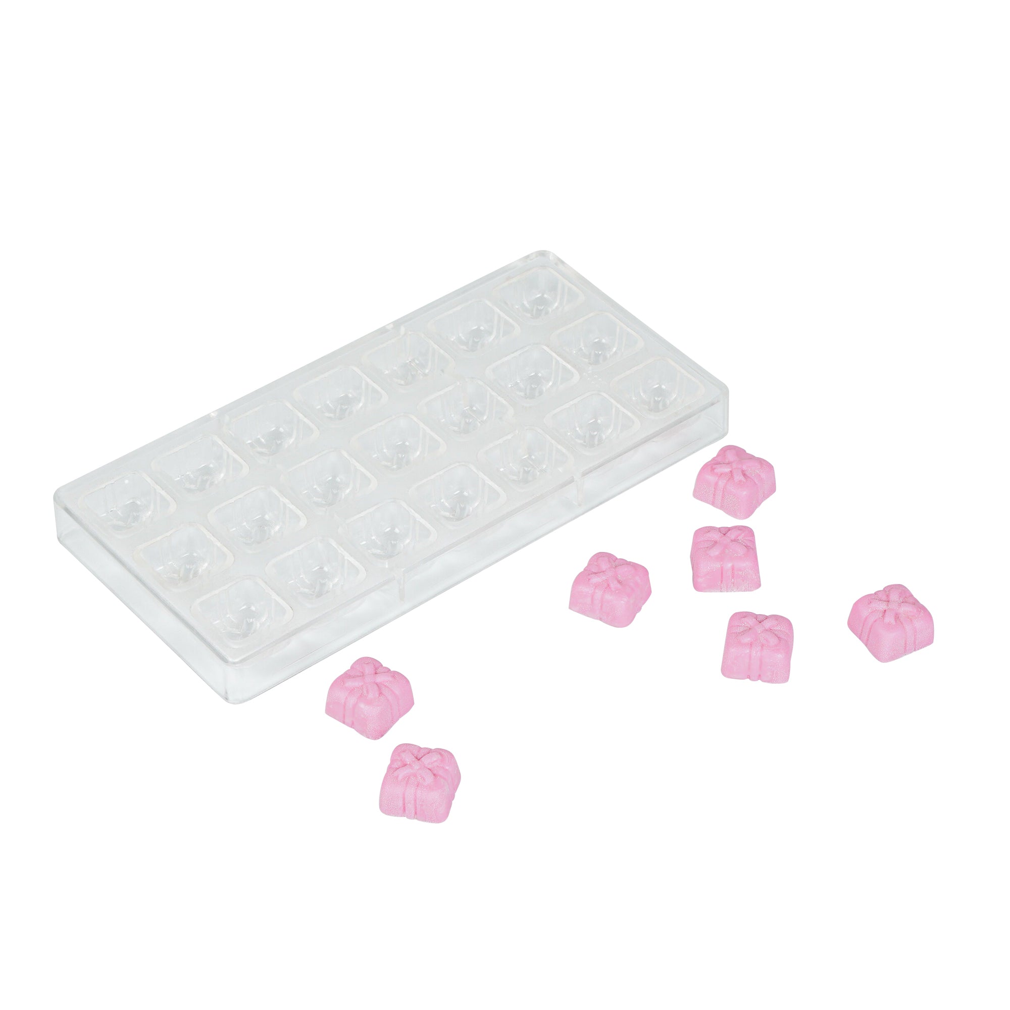 Pastry Tek Polycarbonate Gift Box Candy / Chocolate Mold - 21-Compartment - 1 count box